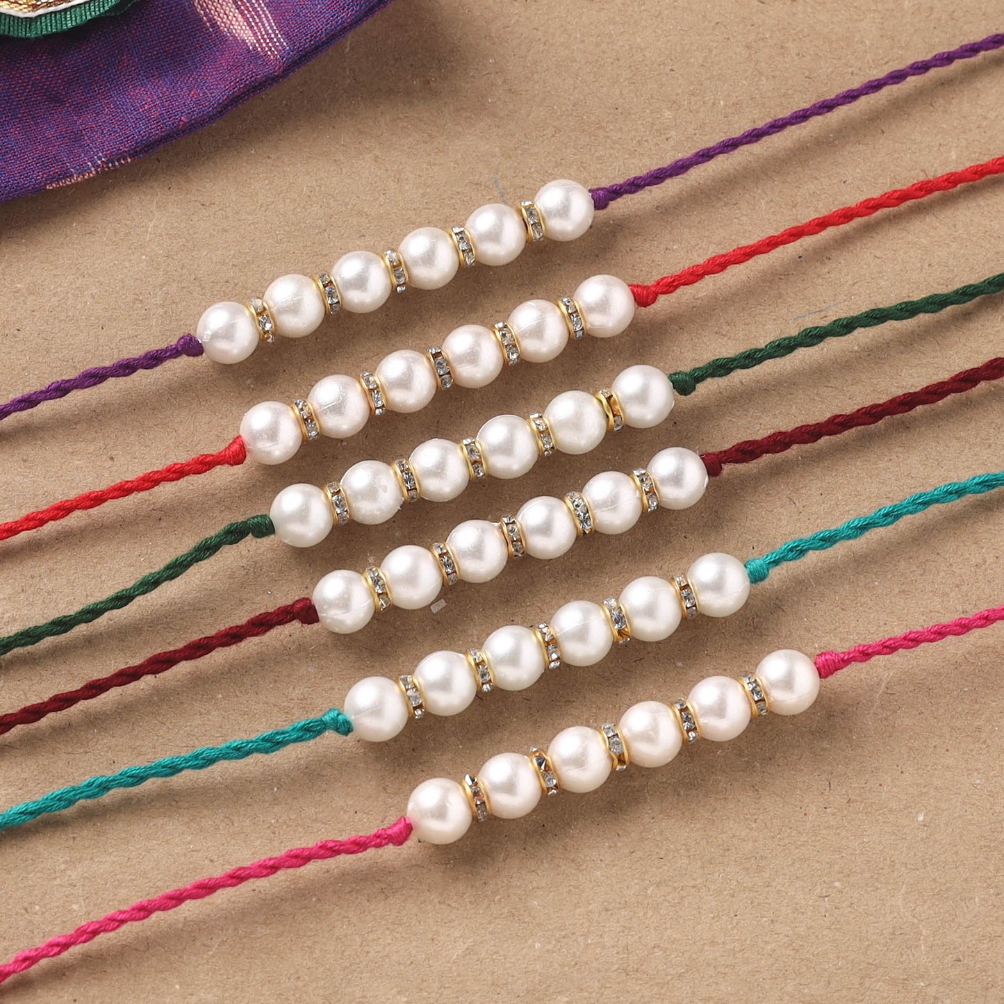 Handmade Pearl Rakhi (Set of 6) 02