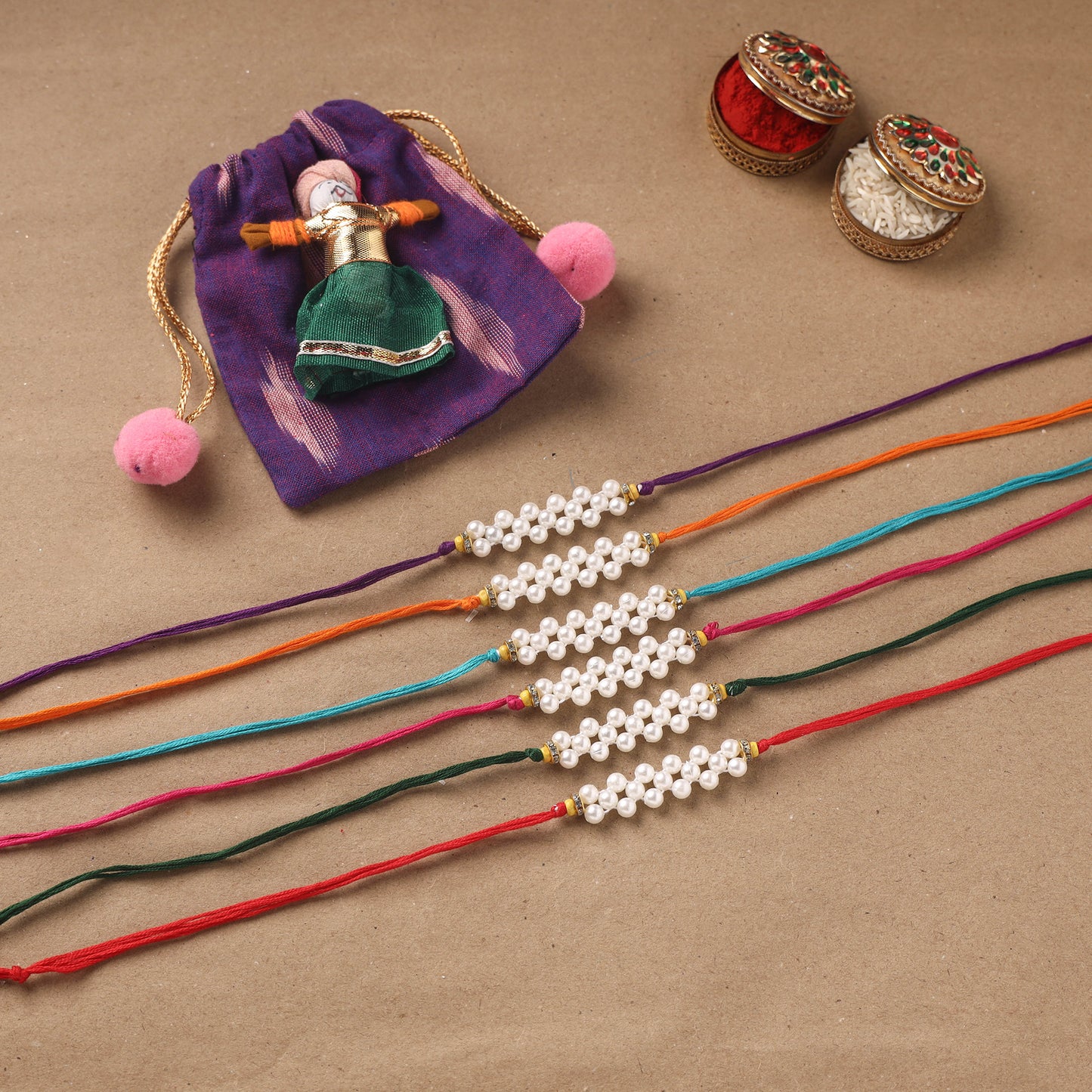 Handmade Pearl Rakhi (Set of 6) 04
