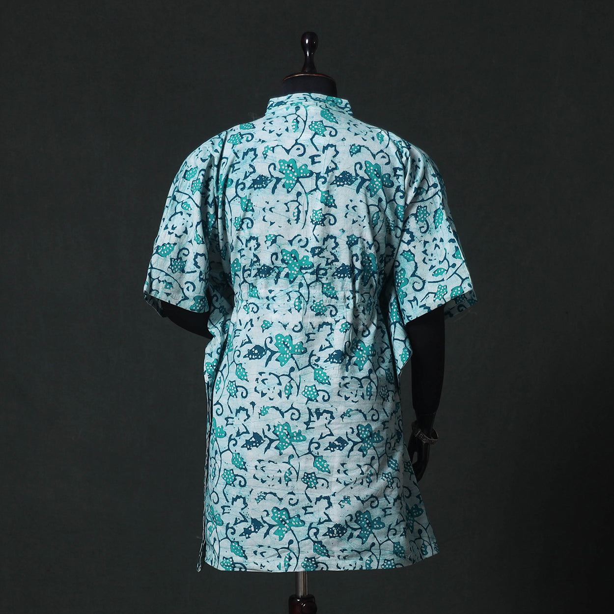 Green - Hand Block Batik Print Cotton Kaftan (Medium) 59