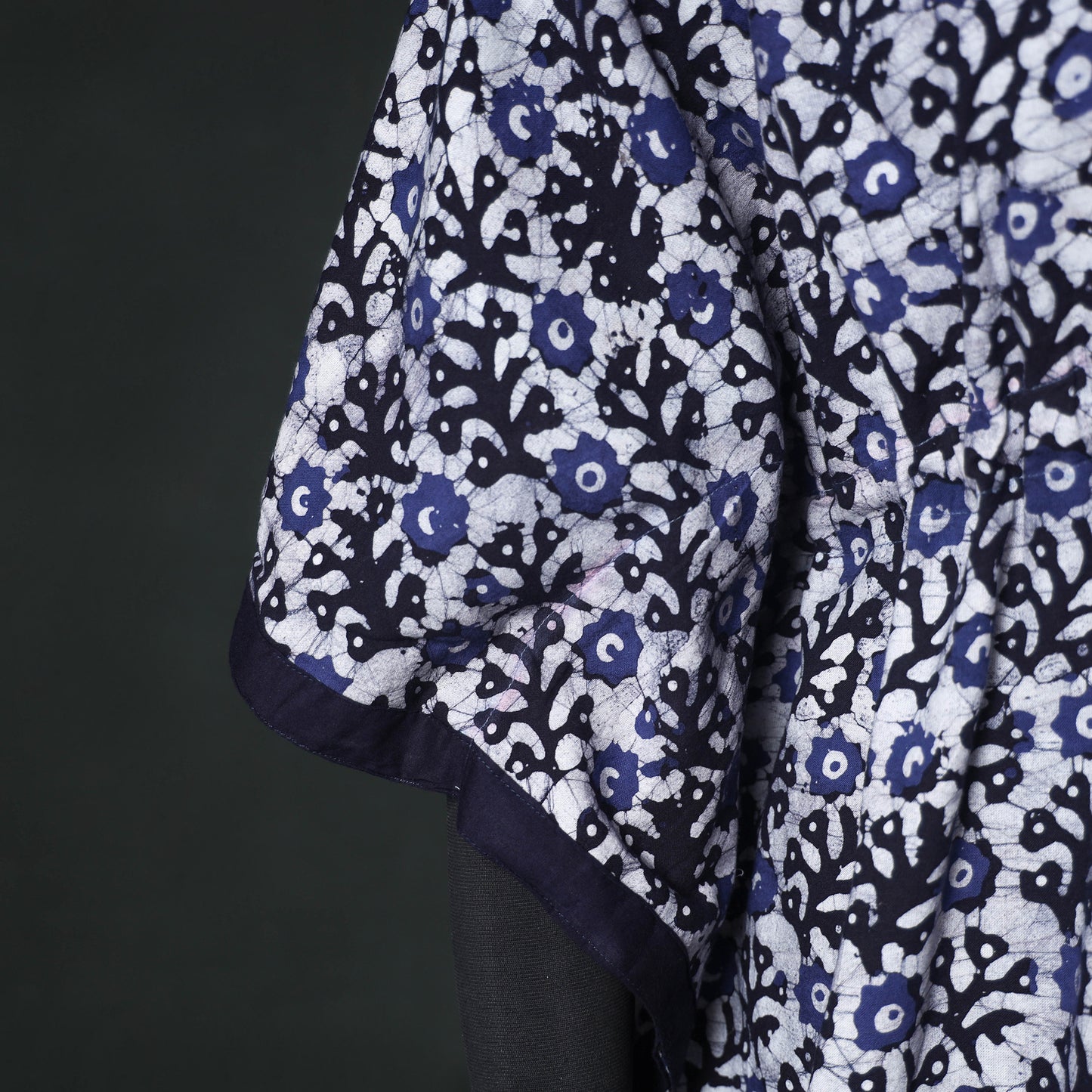 Blue - Hand Block Batik Print Cotton Kaftan (Long) 05