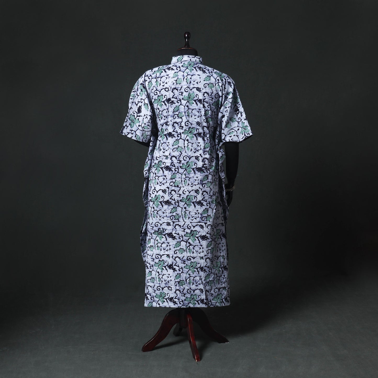 Blue - Hand Block Batik Print Cotton Kaftan (Long) 06
