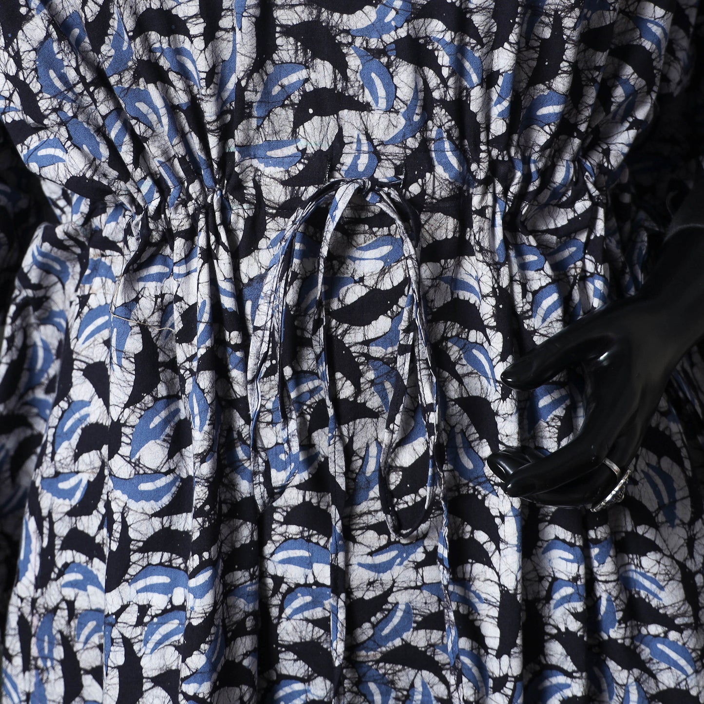 Blue - Hand Block Batik Print Cotton Kaftan (Long) 07