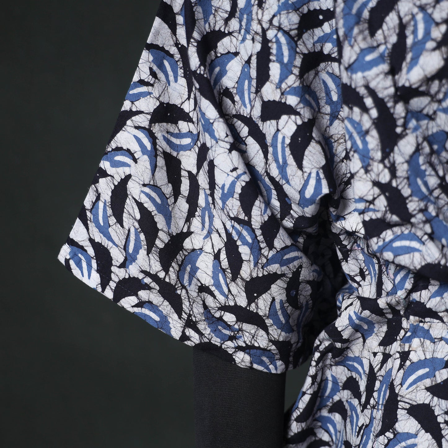 Blue - Hand Block Batik Print Cotton Kaftan (Long) 07
