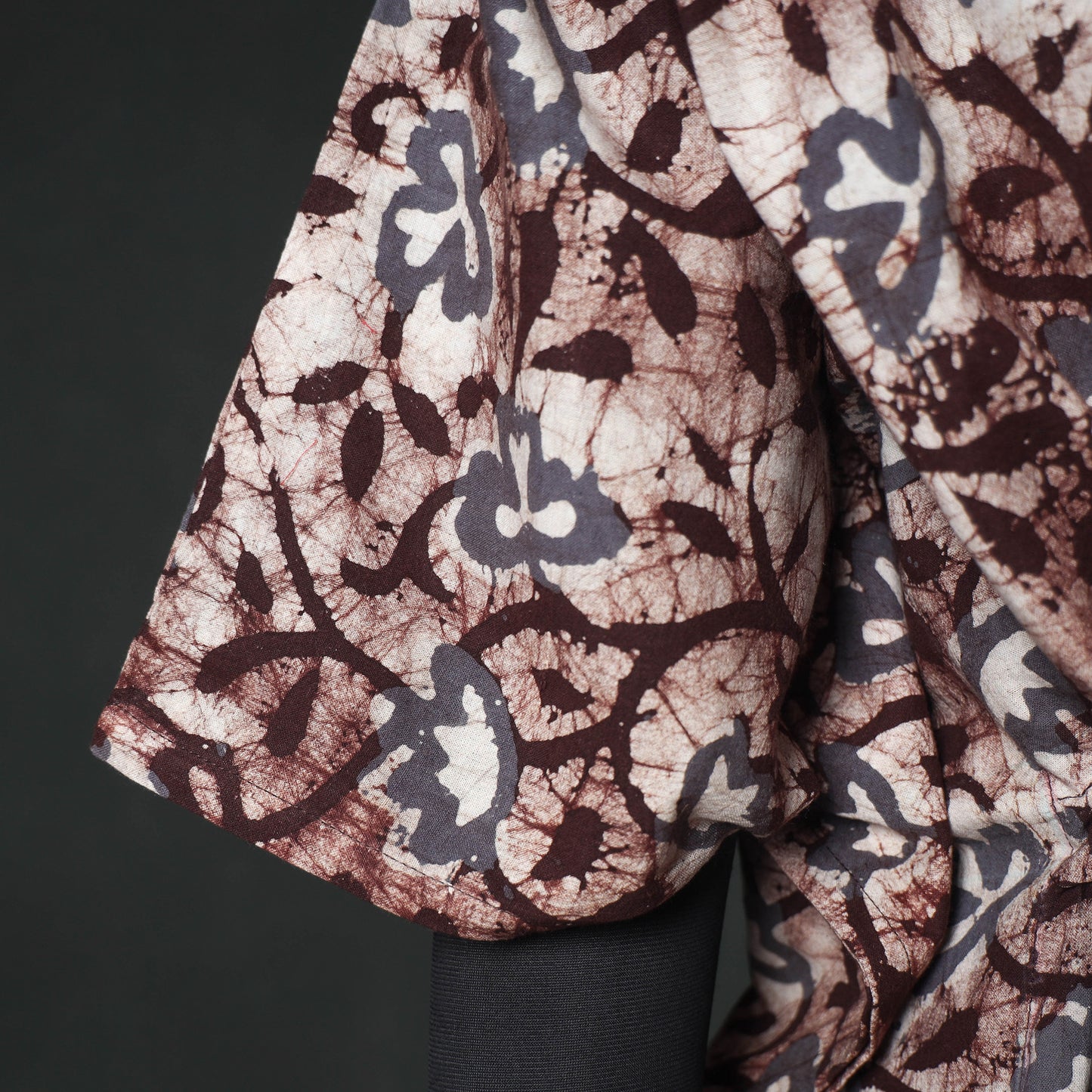 Brown - Hand Block Batik Print Cotton Kaftan (Long) 09