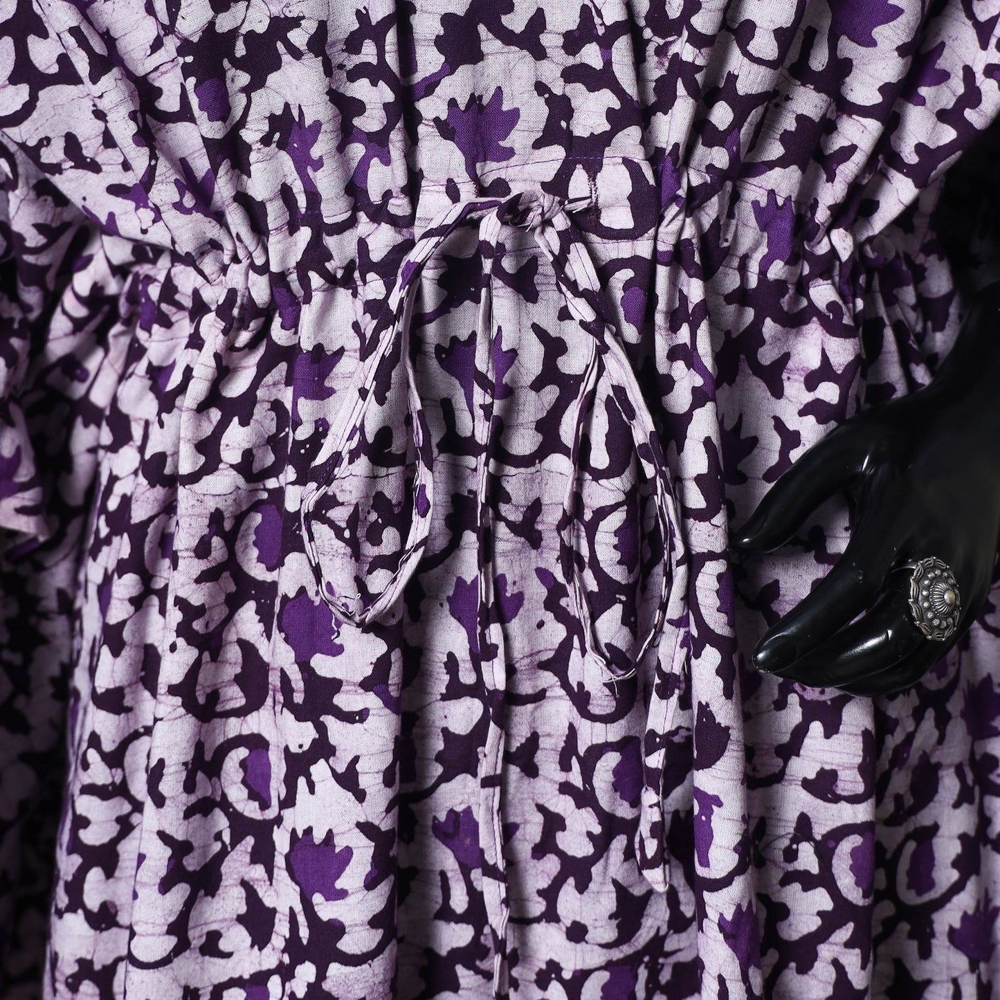 Purple - hand Block Batik Print Cotton Kaftan (Long) 11