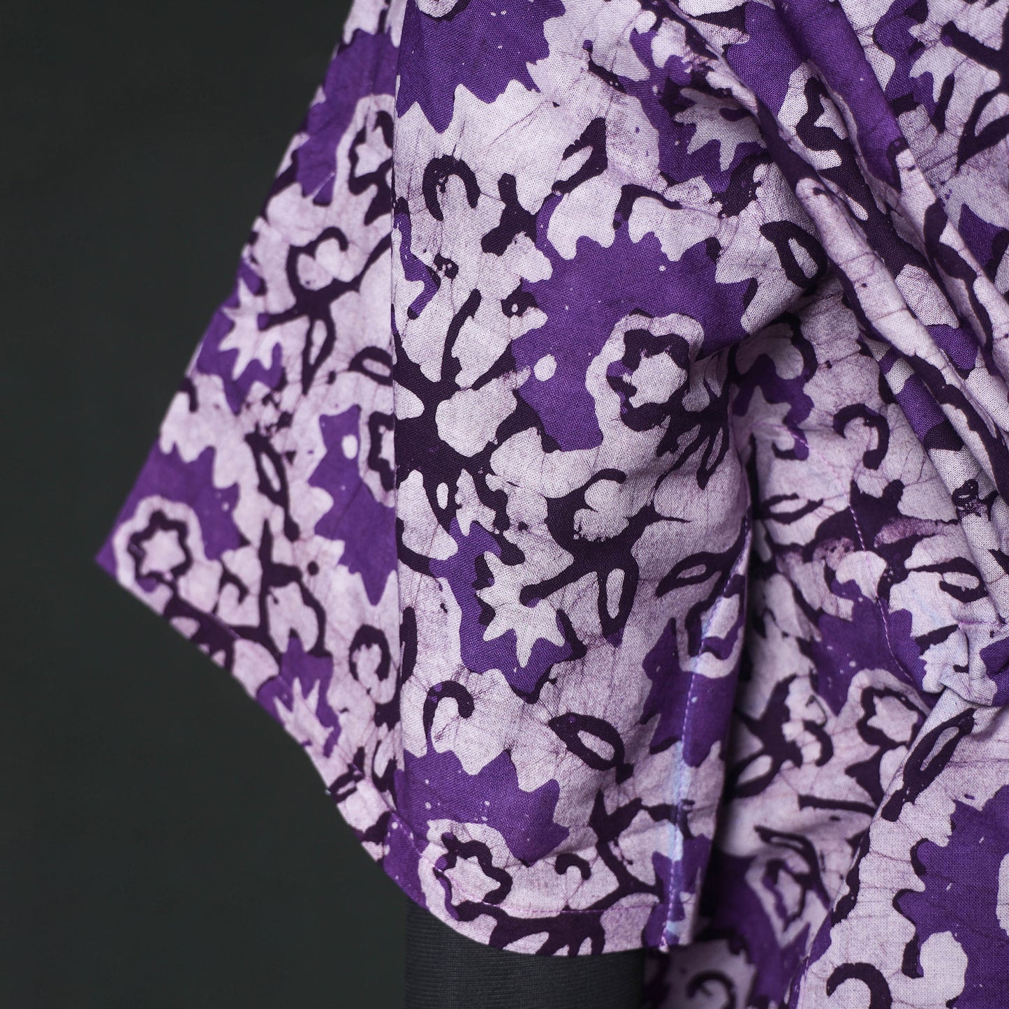 Purple - Hand Block Batik Print Cotton Kaftan (Long) 13