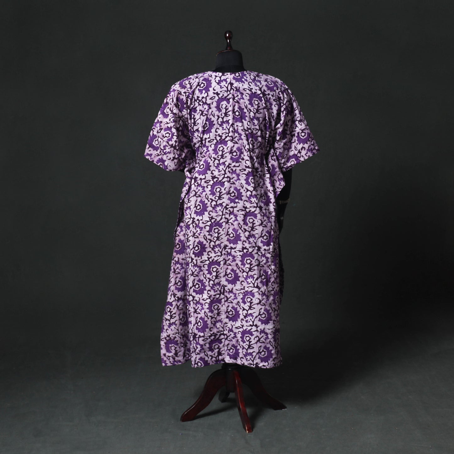 Purple - Hand Block Batik Print Cotton Kaftan (Long) 13