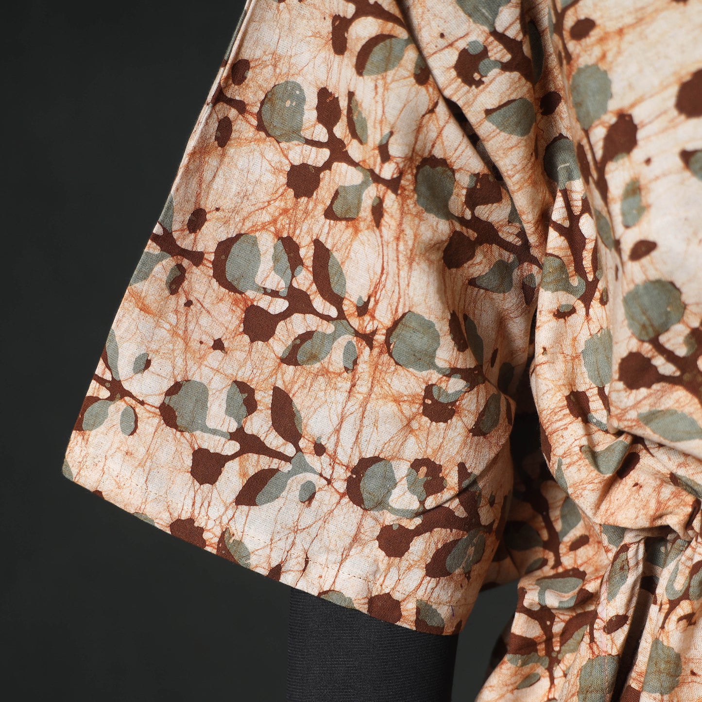 Brown - Hand Block Batik Print Cotton Kaftan (Long) 16