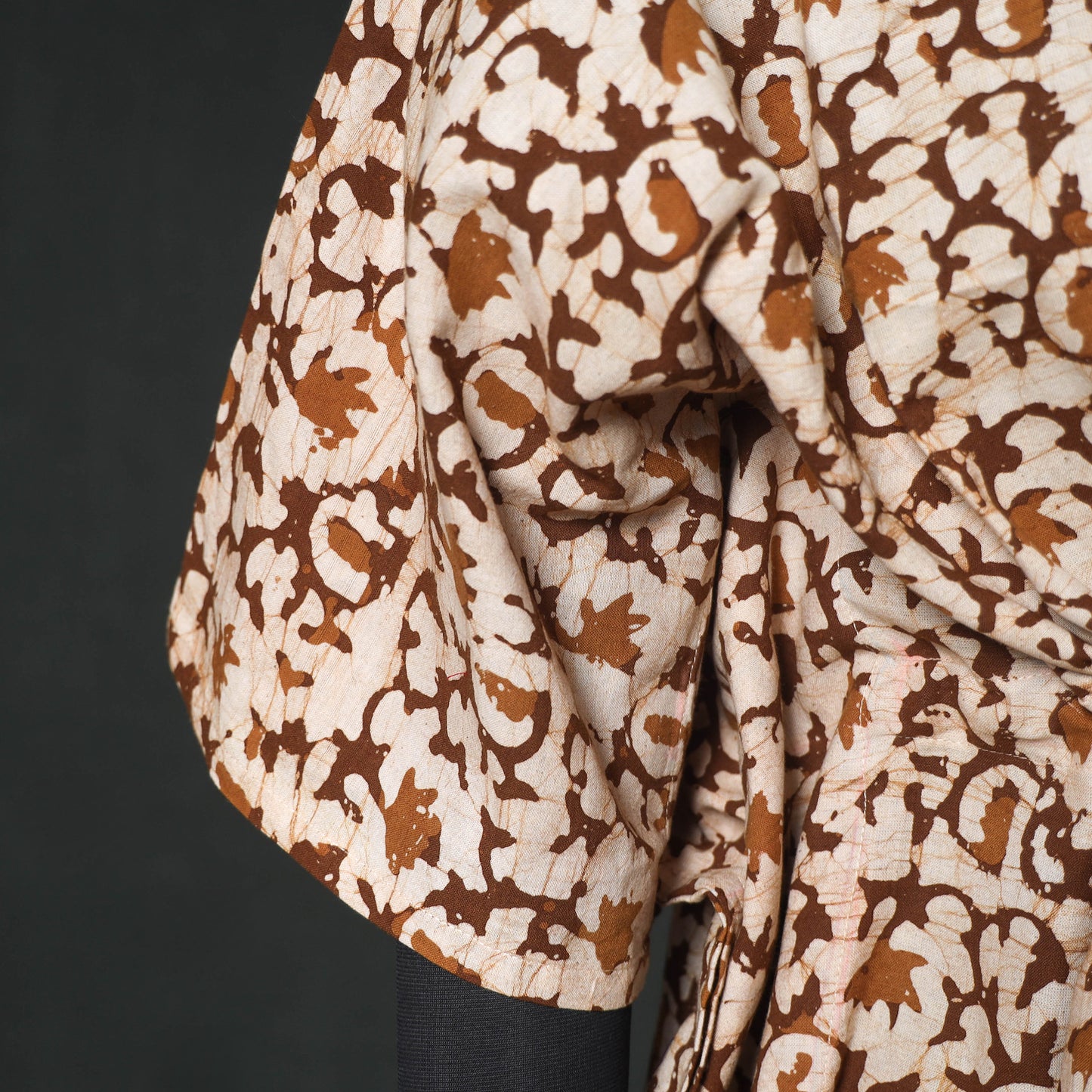 Brown - Hand Block Batik Print Cotton Kaftan (Long) 21