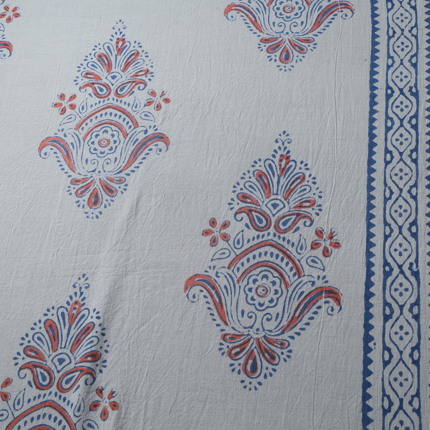Bagh Hand Block Indigo Print Pure Mul Cotton Natural Dyed Fabric 01