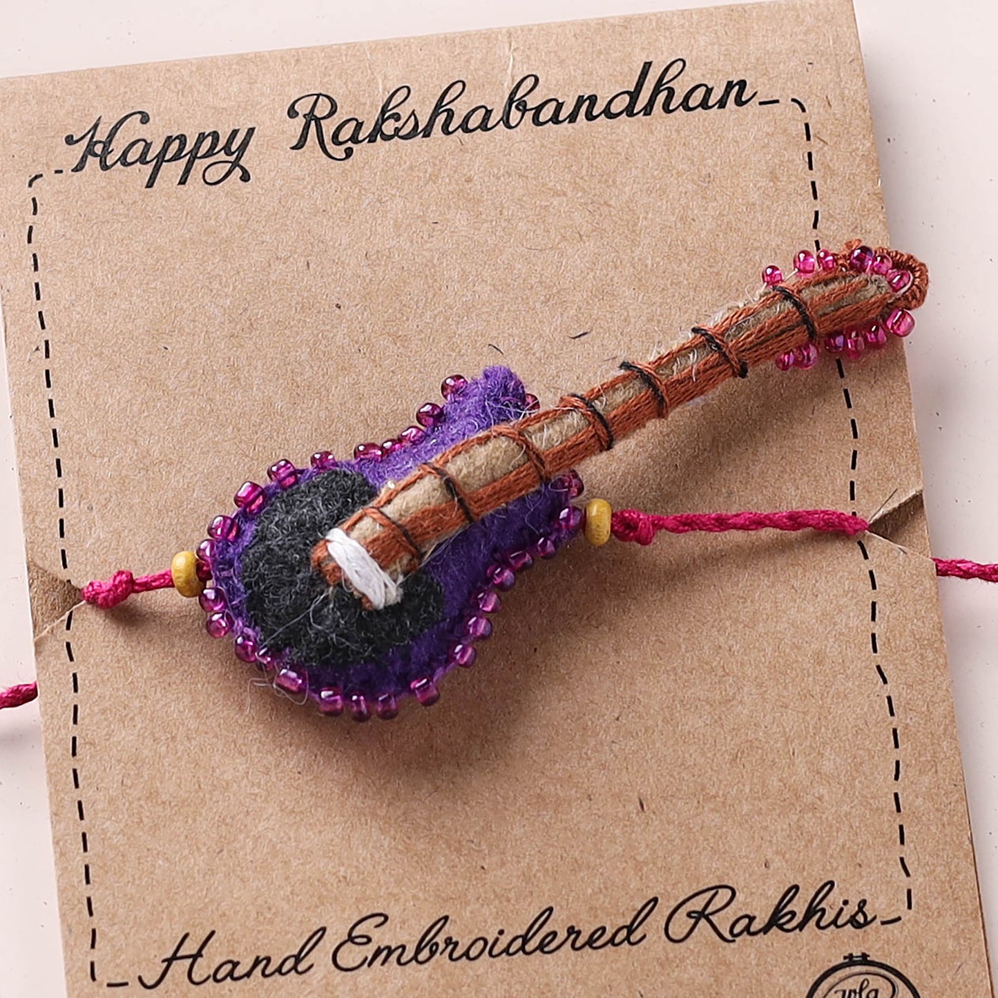 Guitar - Hand Embroidered Felt Work Kids Rakhi 25