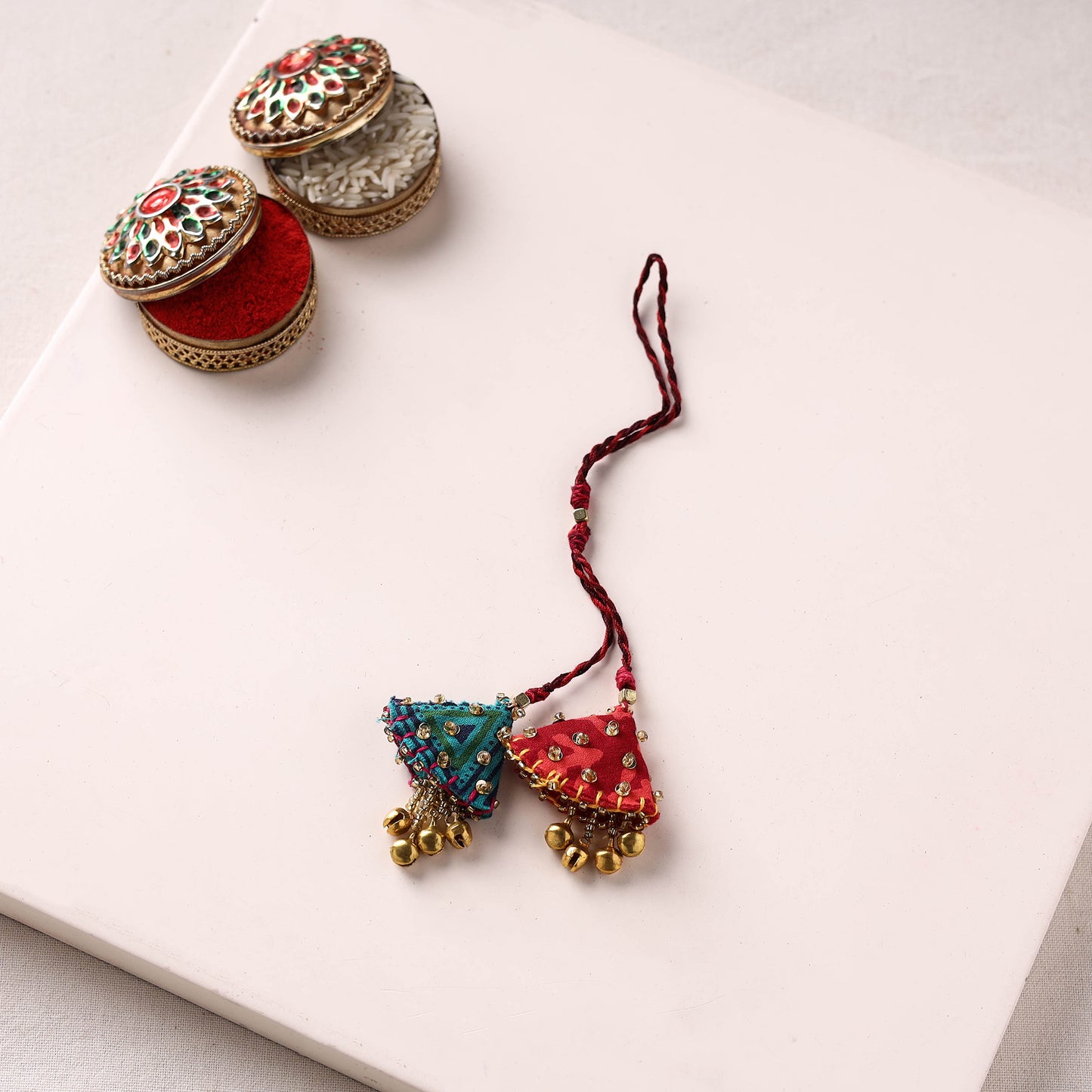 Hand Embroidered Beadwork Lumba Rakhi 22