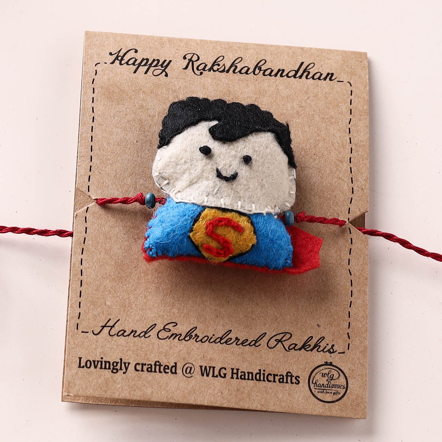 Superman - Hand Embroidered & Felt Work Kids Rakhi 03