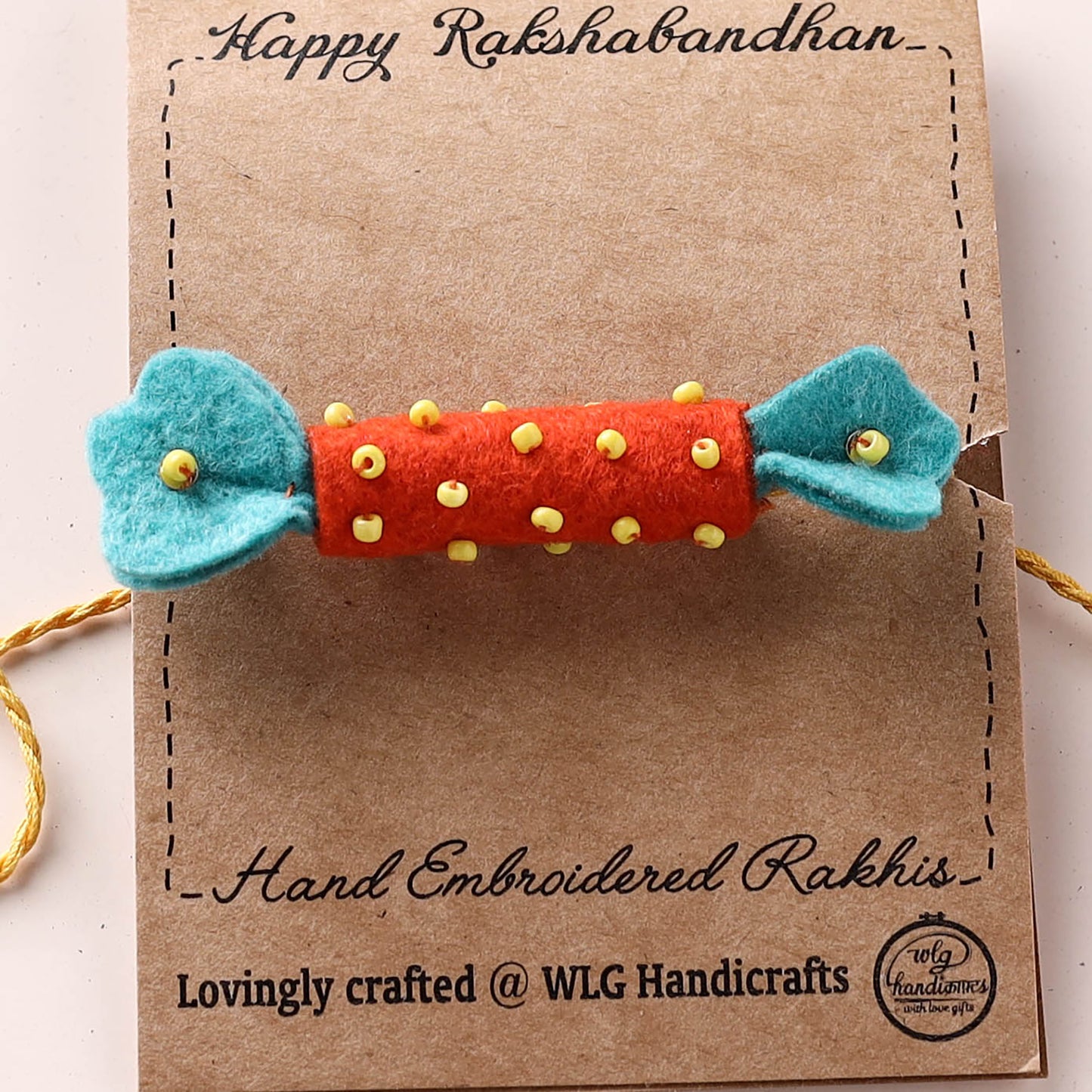 Candy - Hand Embroidered Bead Work Felt Rakhi for Kids 31