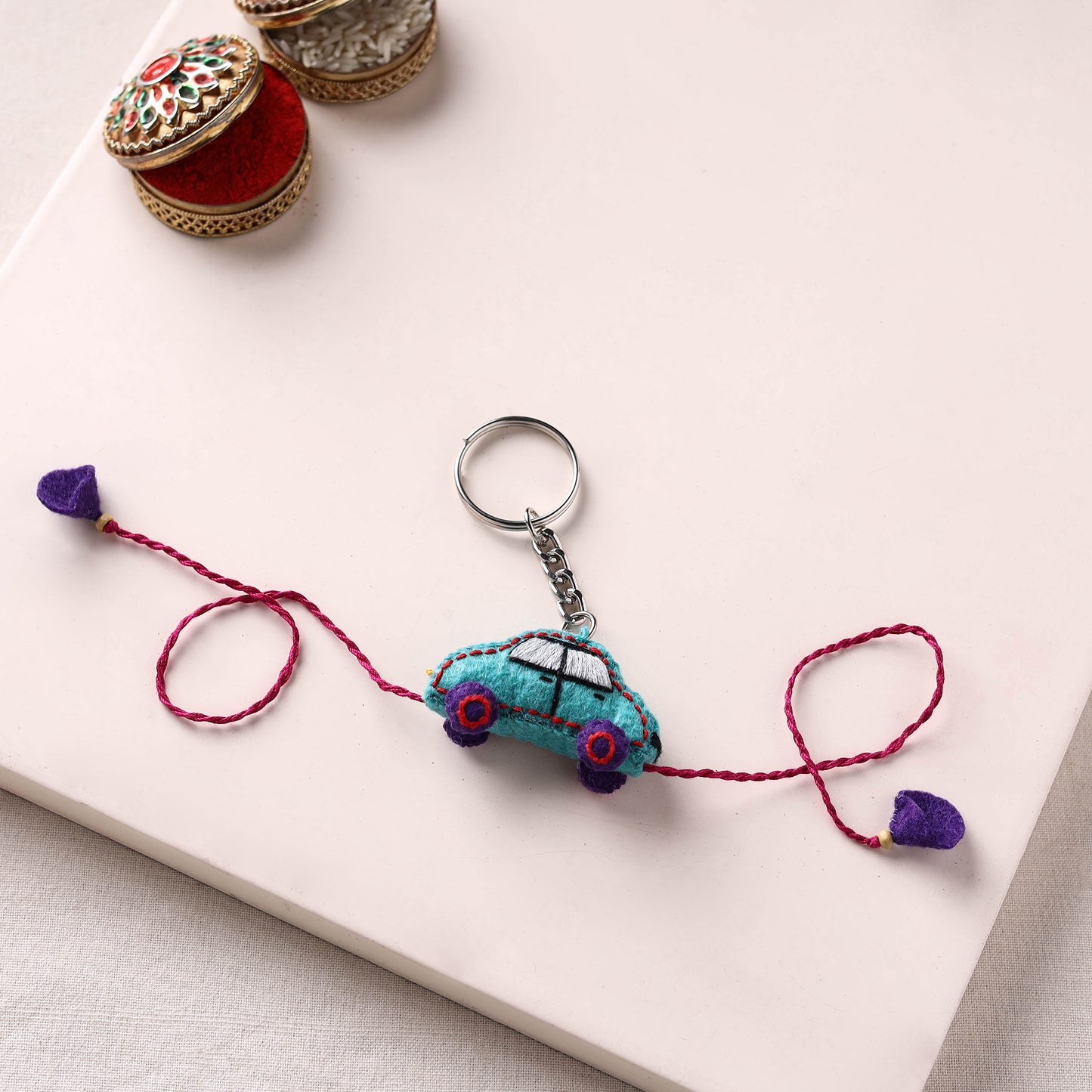 Car - Hand Embroidered Felt Rakhi for Kids 36