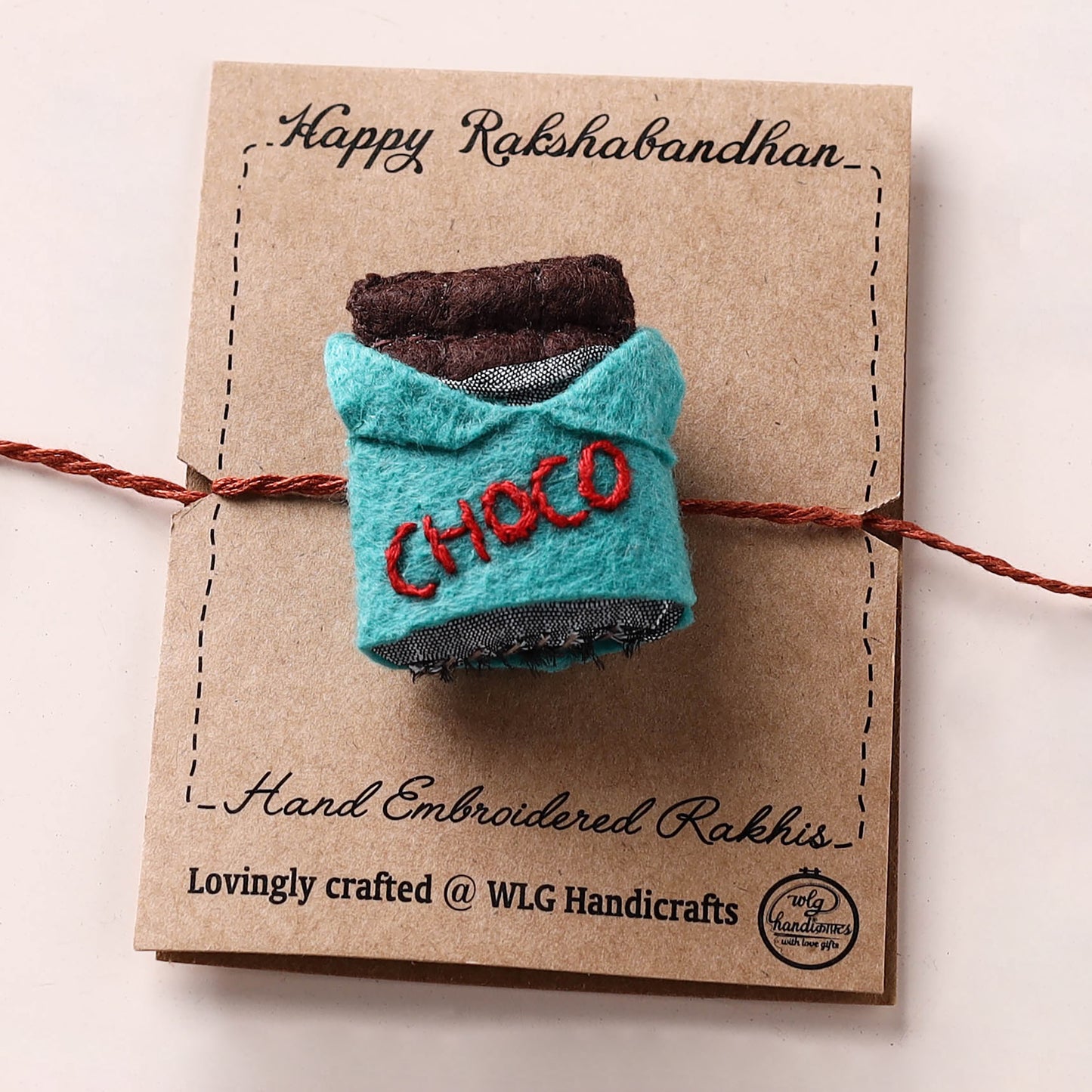 Chocolate - Hand Embroidered Felt Rakhi for Kids 39