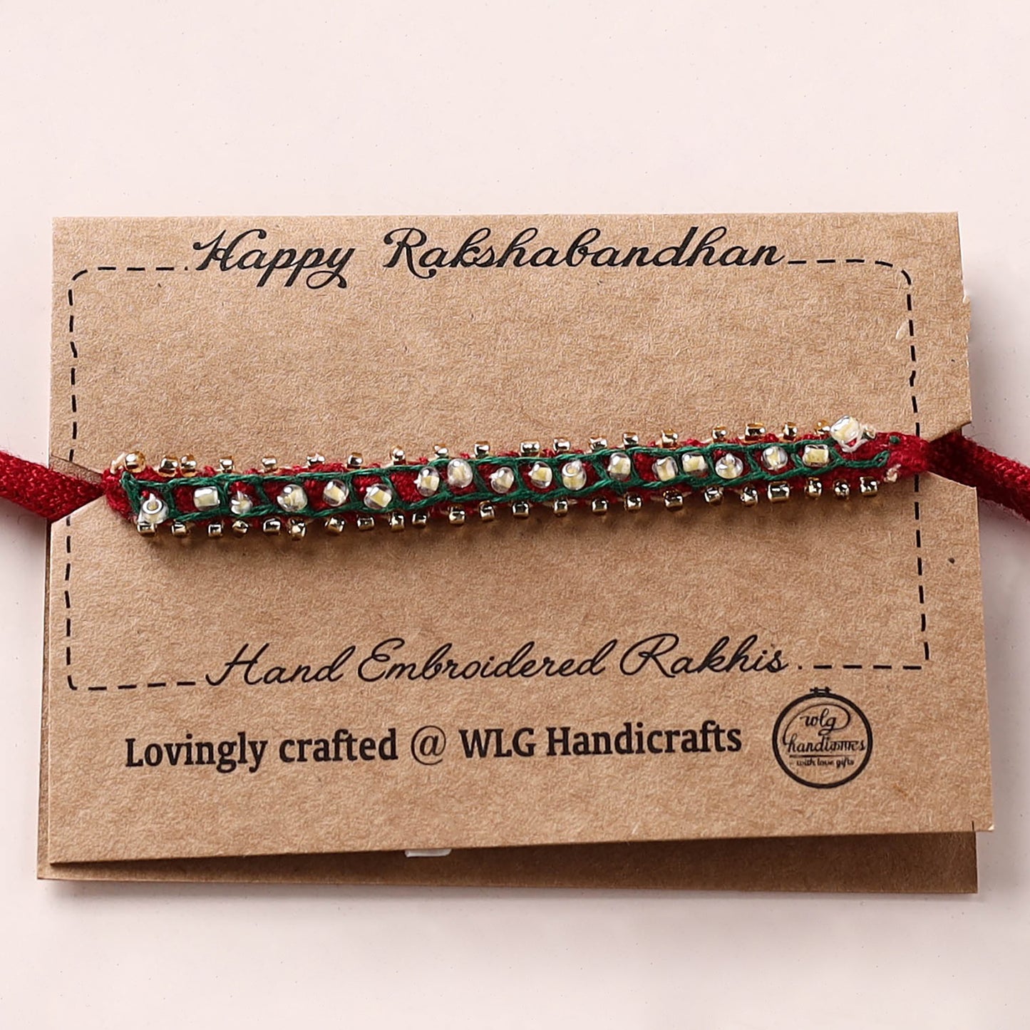 Hand Embroidered Bead Work Chain Stitch Rakhi 46