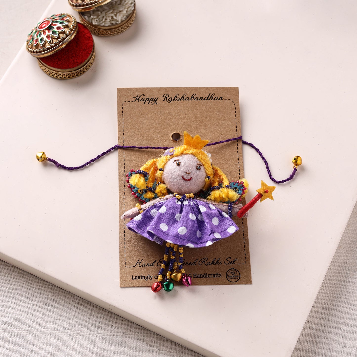 Fairy Princess - Hand Embroidered Felt Work Lumba Rakhi 49