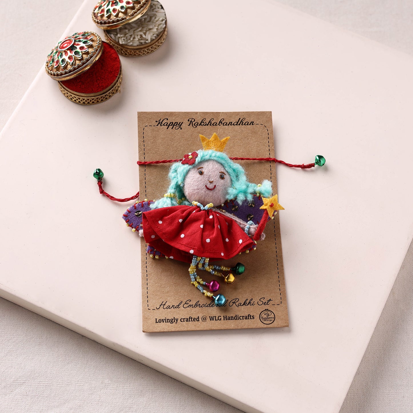 Fairy Princess - Hand Embroidered Felt Work Lumba Rakhi 51