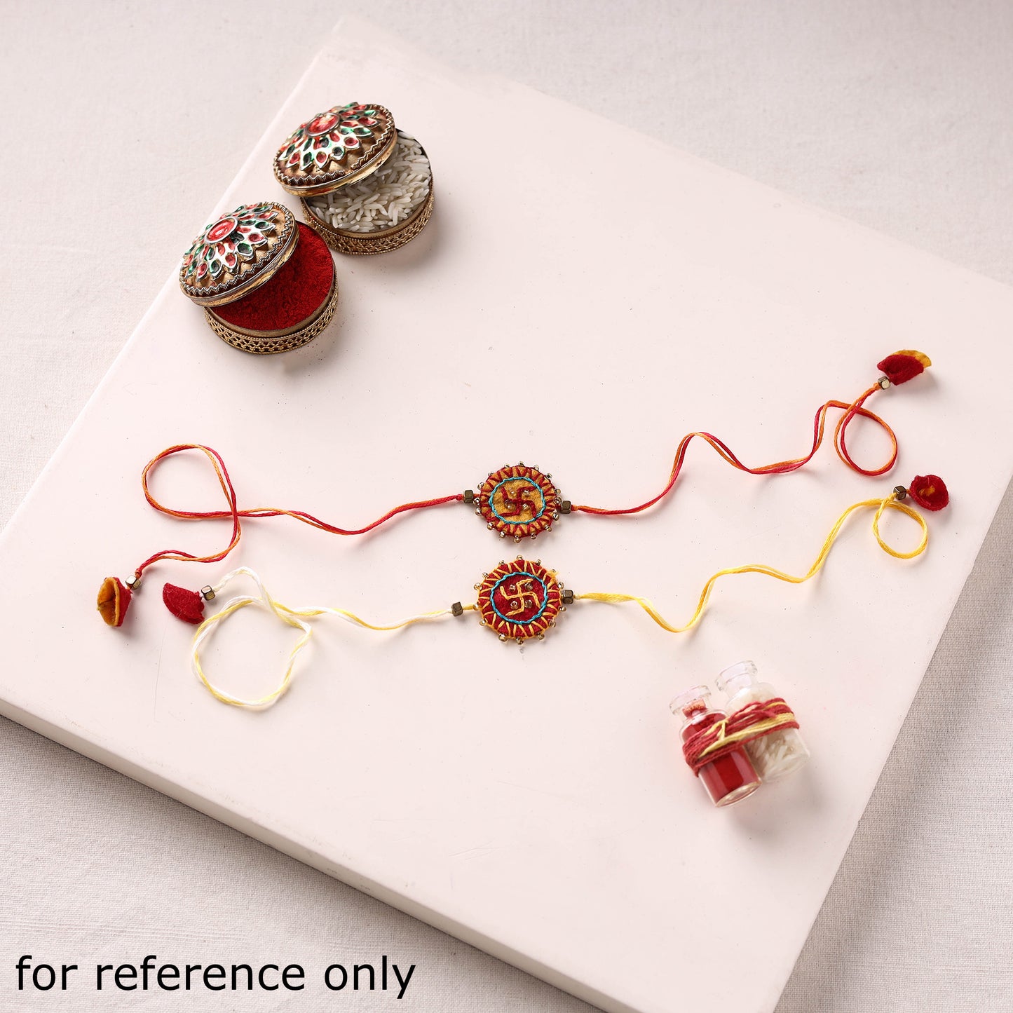 Radha Morpankh - Hand Embroidered Felt Work Rakhi & Lumba Set 45