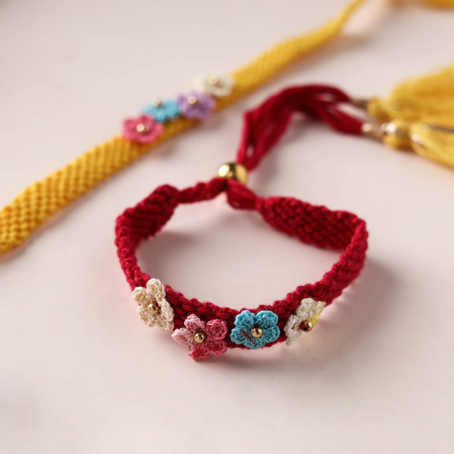 Peacock Handmade Crochet Work Rakhi with Lumba Set 05
