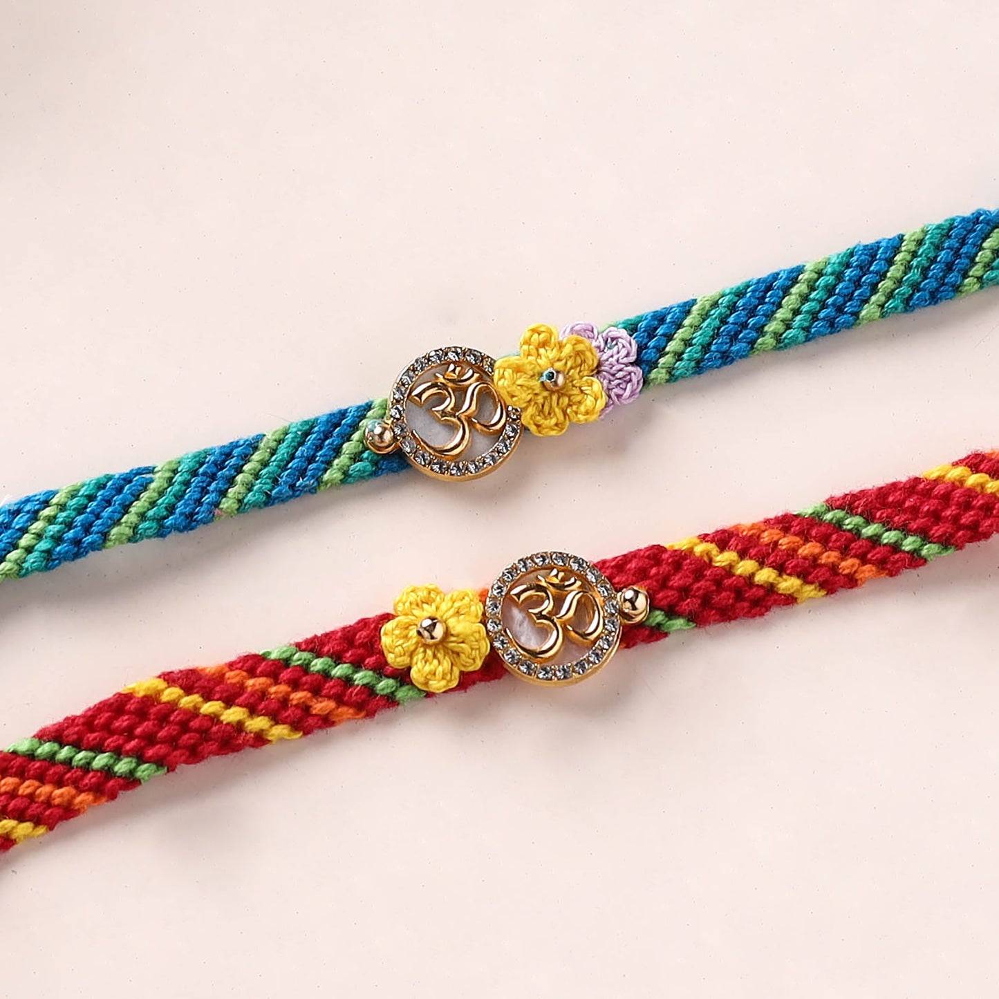 Om Handmade Crochet Work Bhaiya Bhabhi Rakhi Set 07