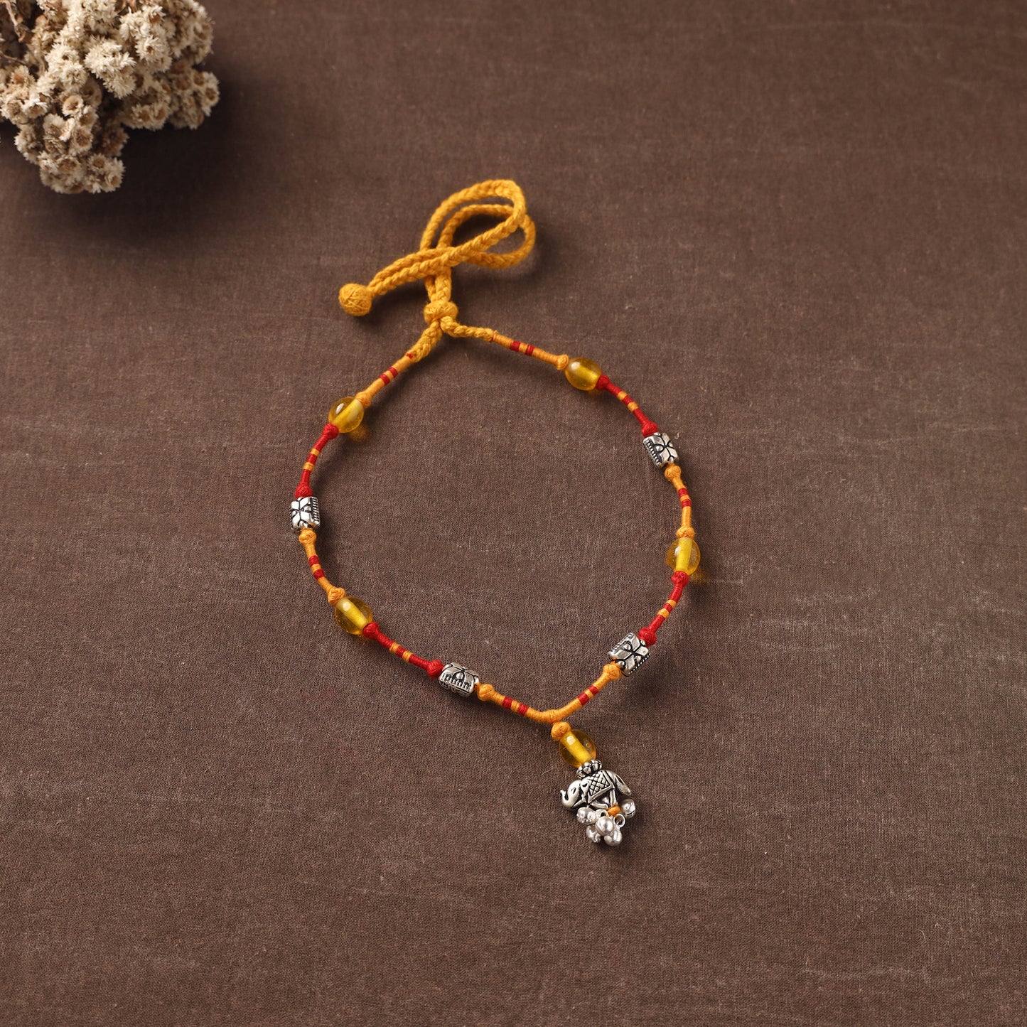 Yellow - Patwa Threadwork Beaded Necklace by Kailash Patwa 03
