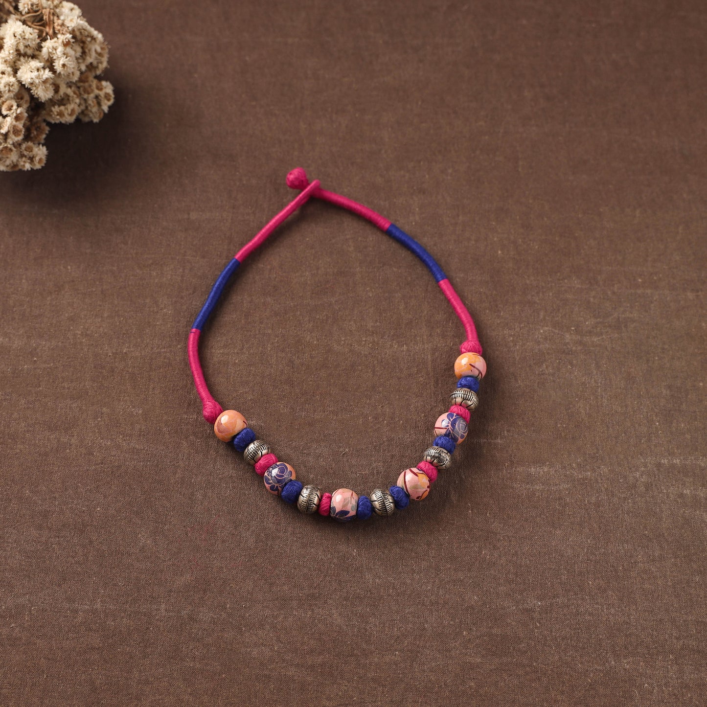 Multicolor - Patwa Threadwork Blue Pottery Beaded Necklace by Kailash Patwa 13