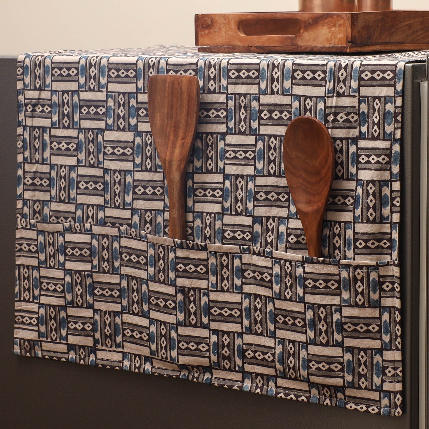 Handmade Fridge Top Cover with Multiple Pockets 01