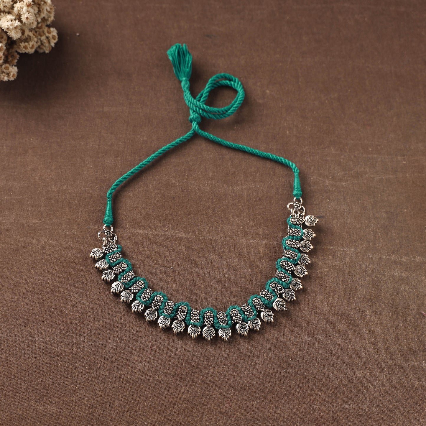 Green - Patwa Threadwork Choker Necklace by Kailash Patwa 39