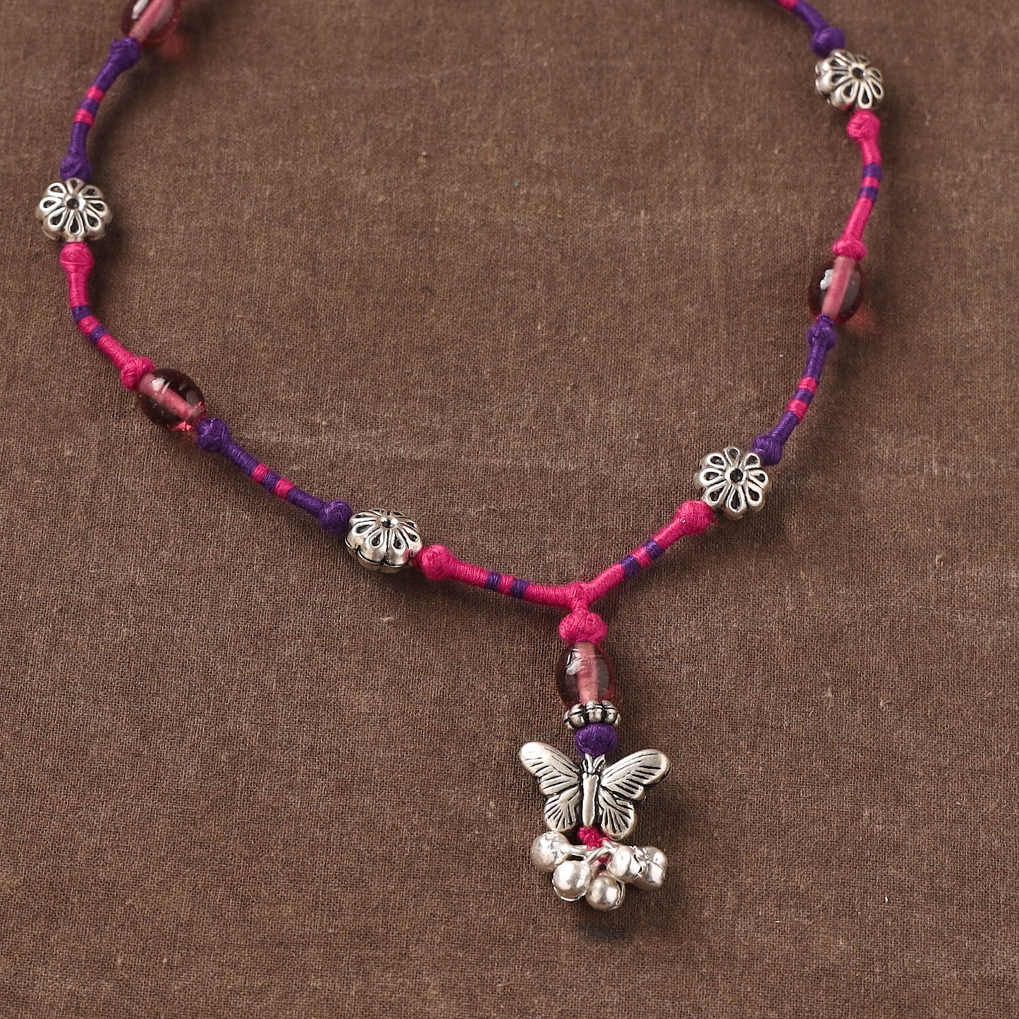 Pink - Patwa Threadwork Beaded Necklace by Kailash Patwa 05