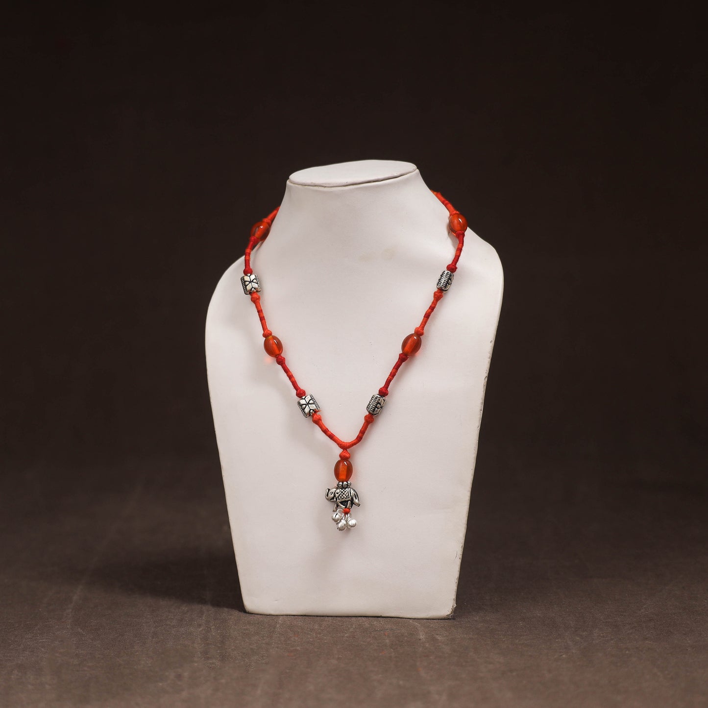Orange - Patwa Threadwork Beaded Necklace by Kailash Patwa 04