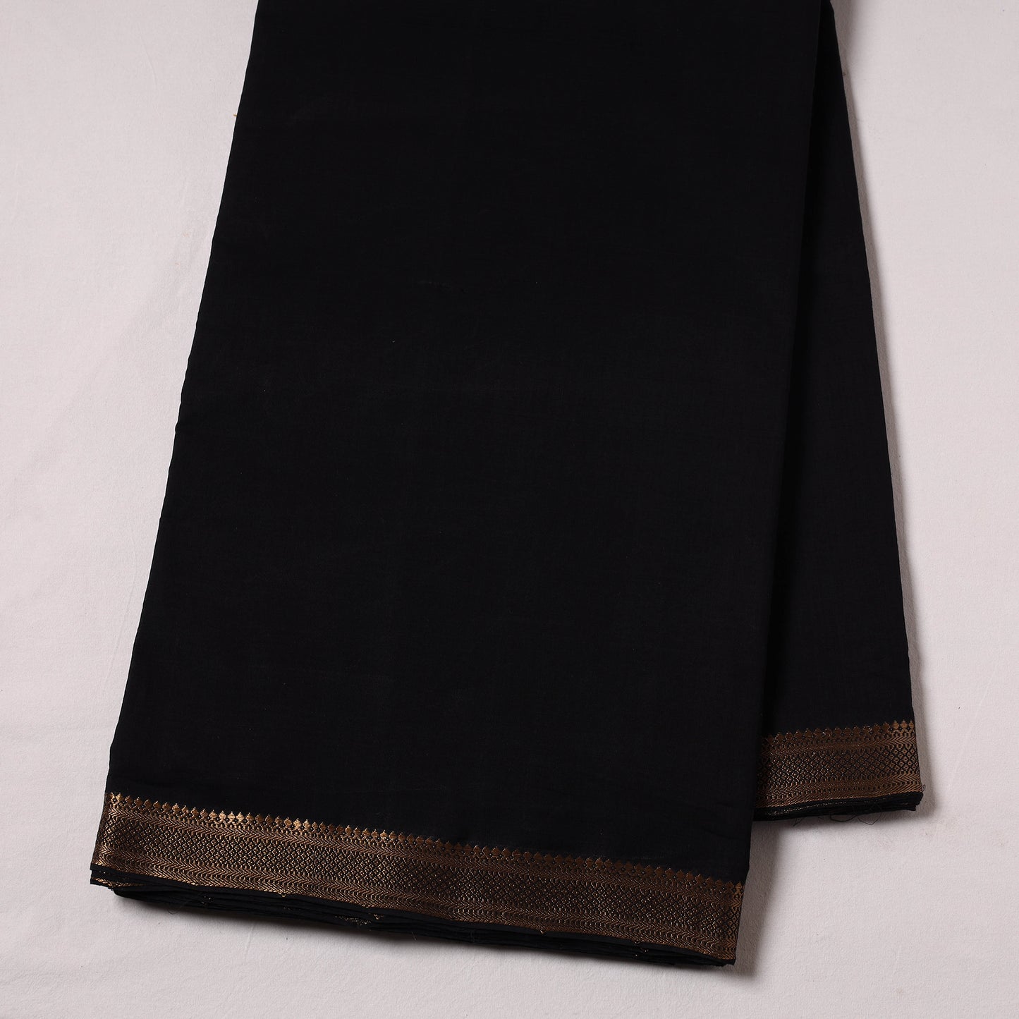 Black - Mangalagiri Handloom Cotton Zari Border Fabric