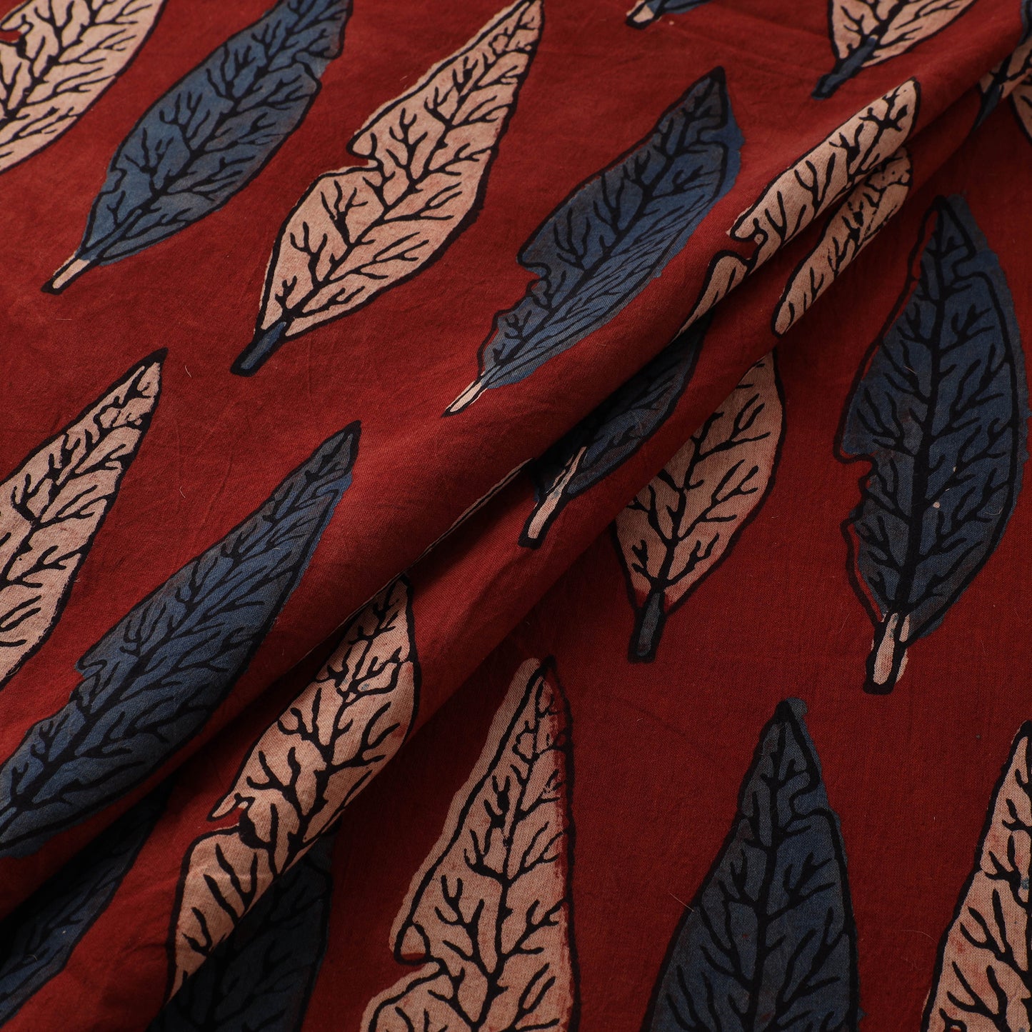 Kutch Hand Block Ajrakh Print Natural Dyed Cotton Fabric 04