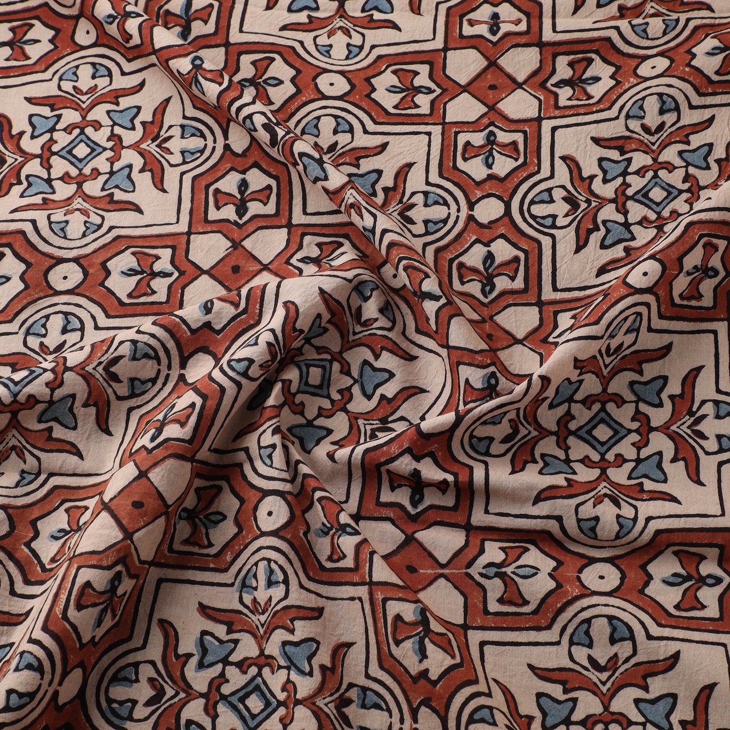 Kutch Hand Block Ajrakh Print Natural Dyed Cotton Fabric 11