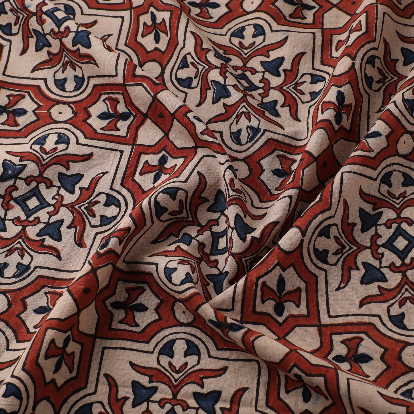 Kutch Hand Block Ajrakh Print Natural Dyed Cotton Fabric 15
