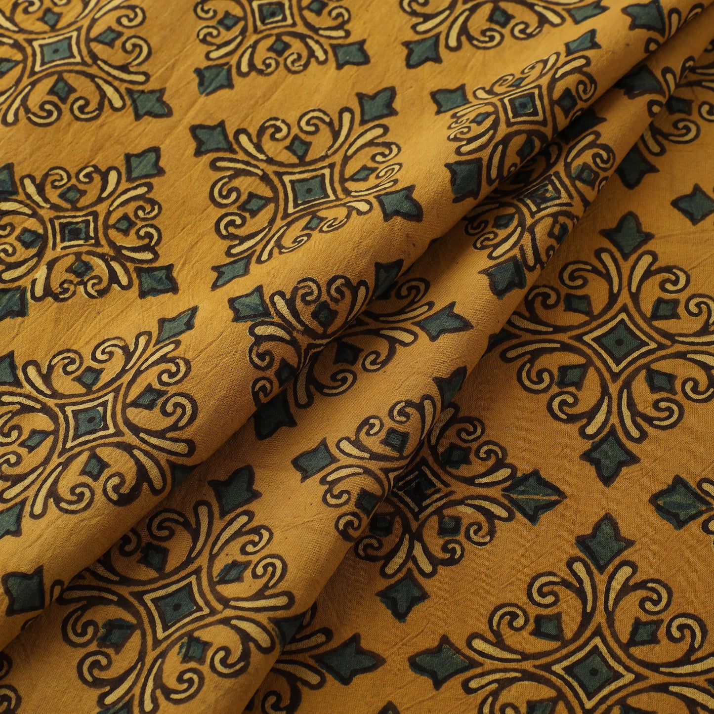 Kutch Hand Block Ajrakh Print Natural Dyed Cotton Fabric 17