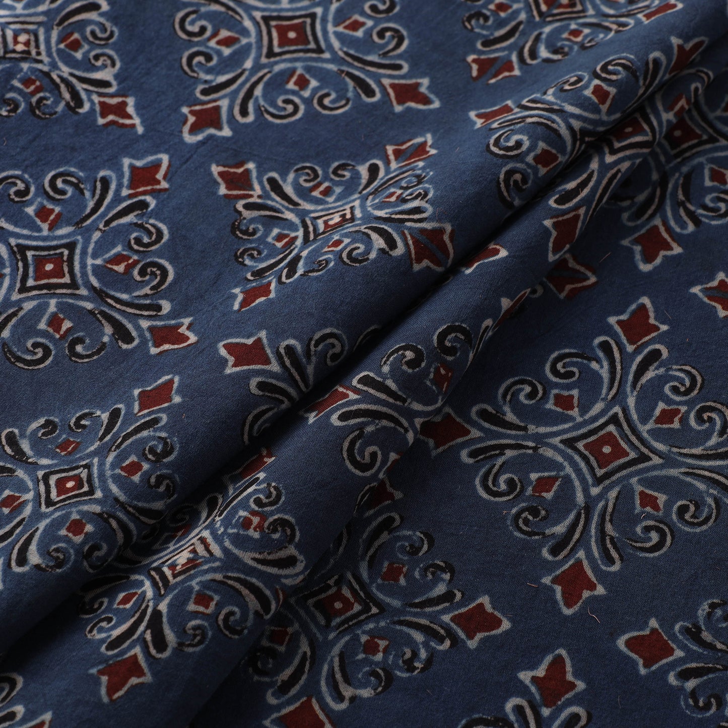 Kutch Hand Block Ajrakh Print Natural Dyed Cotton Fabric 23