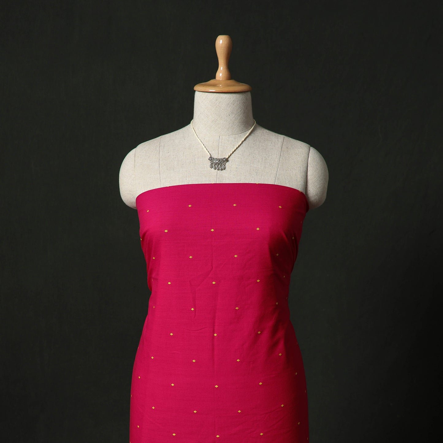 Jacquard Woven 2pc Cotton Unstitched Dress Material Kurta Set with Jewellery 06