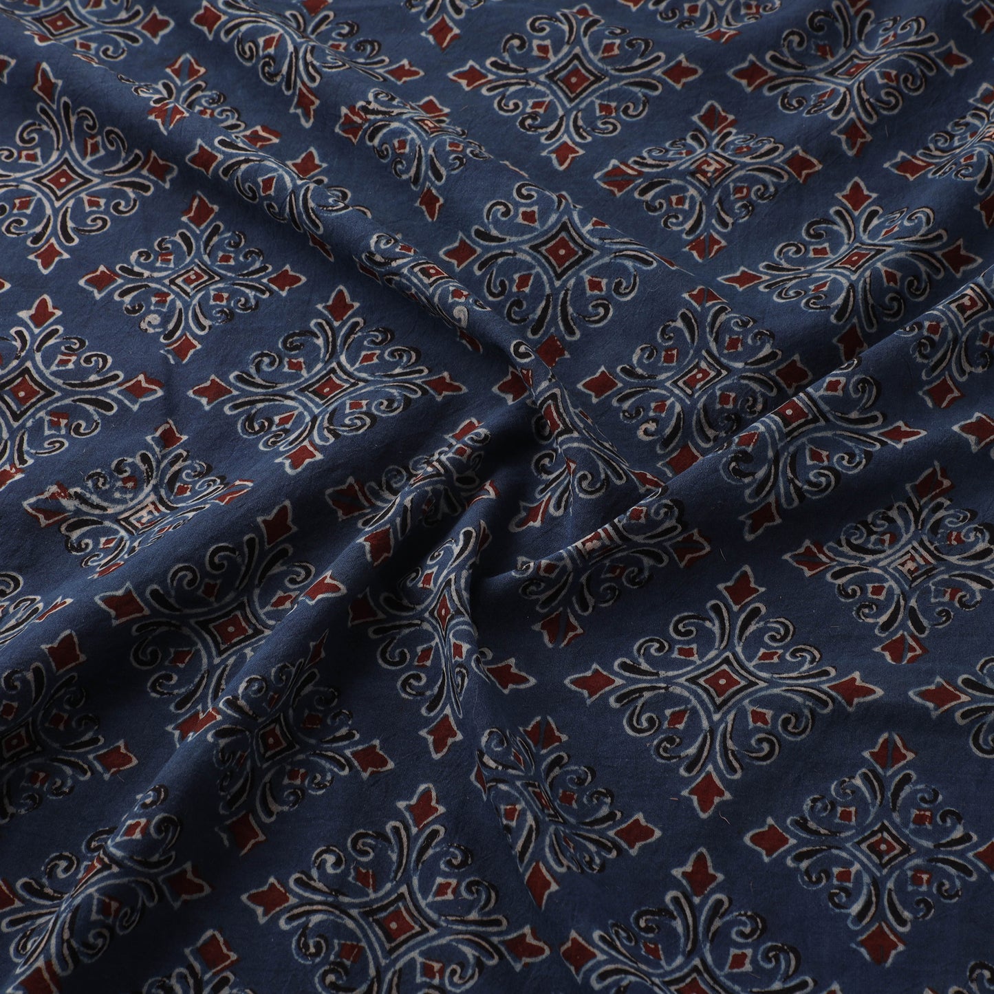 Kutch Hand Block Ajrakh Print Natural Dyed Cotton Fabric 23