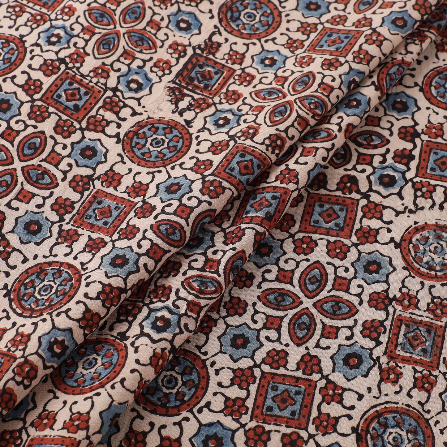 Kutch Hand Block Ajrakh Print Natural Dyed Cotton Fabric 24