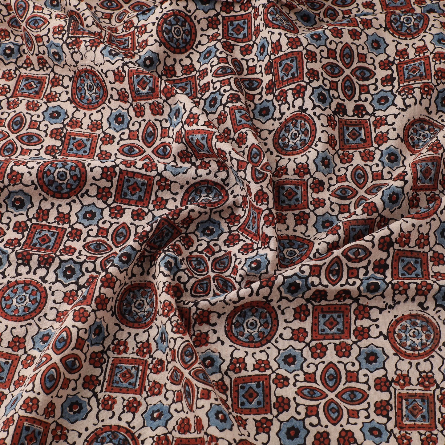 Kutch Hand Block Ajrakh Print Natural Dyed Cotton Fabric 24