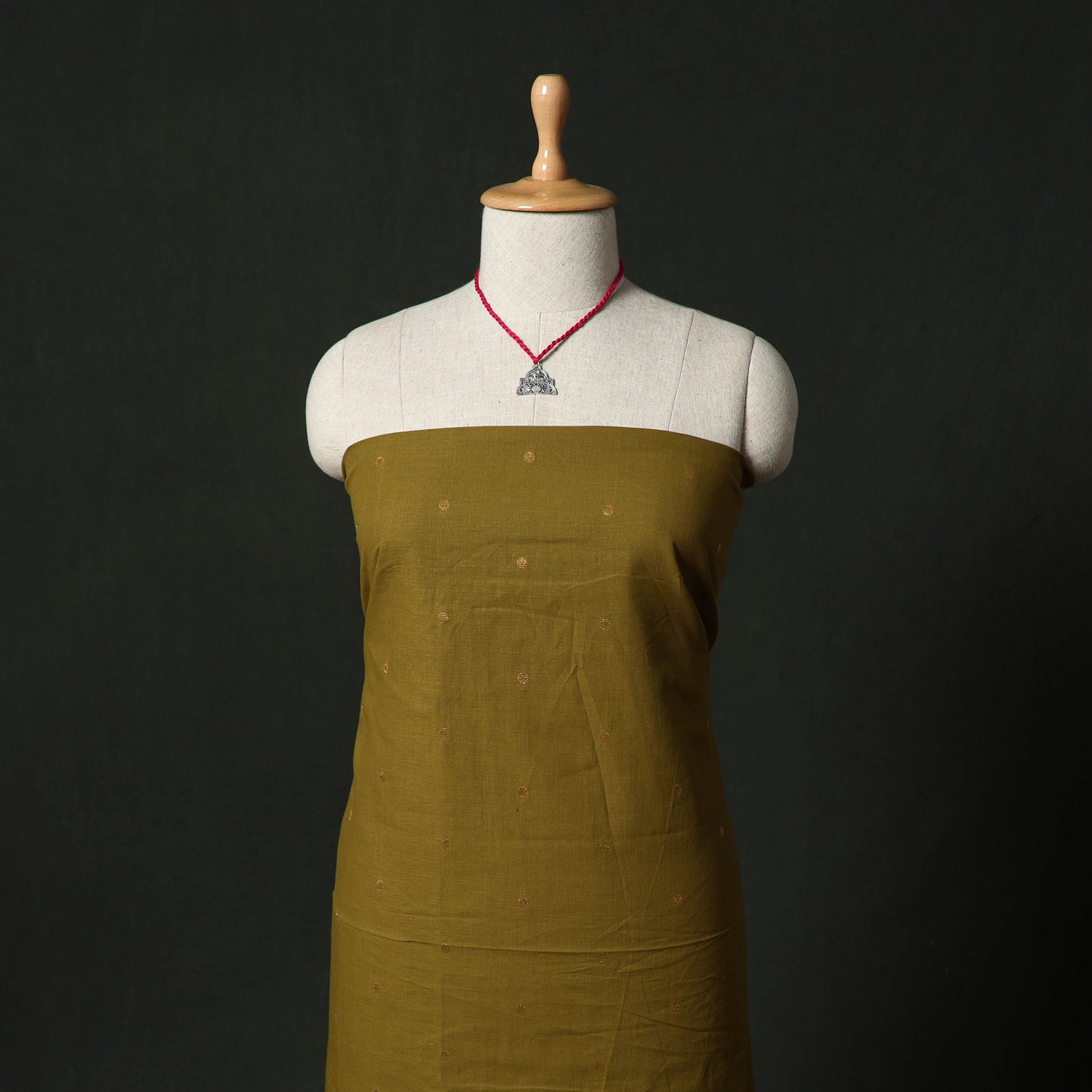 Jacquard Woven 2pc Cotton Unstitched Dress Material Kurta Set with Jewellery 10