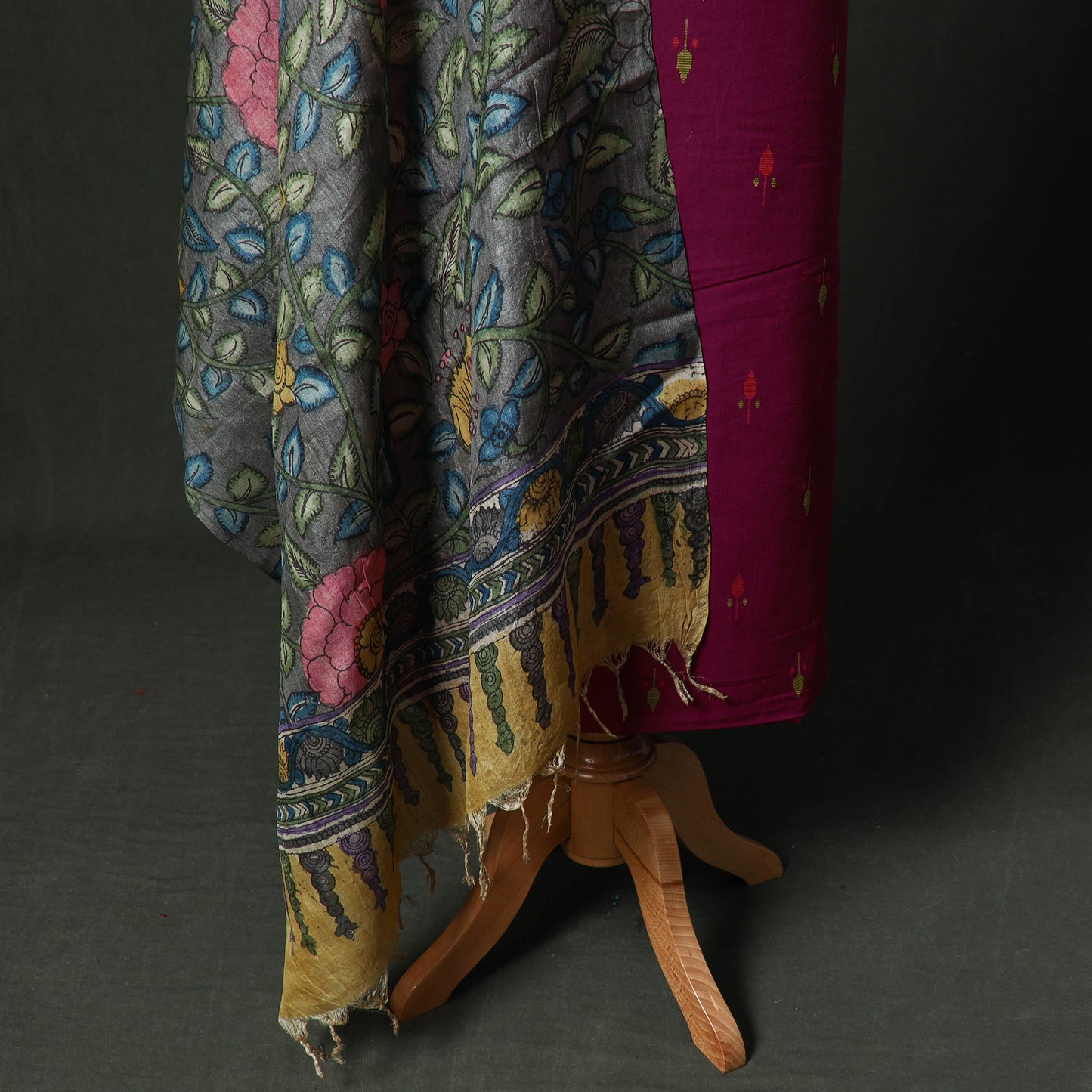 Jacquard Woven Cotton 2pc Unstitched Dress Material Kurta Set with Jewellery 27