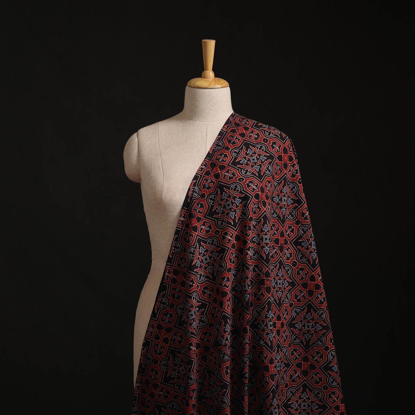 Kutch Hand Block Ajrakh Print Natural Dyed Cotton Fabric 39