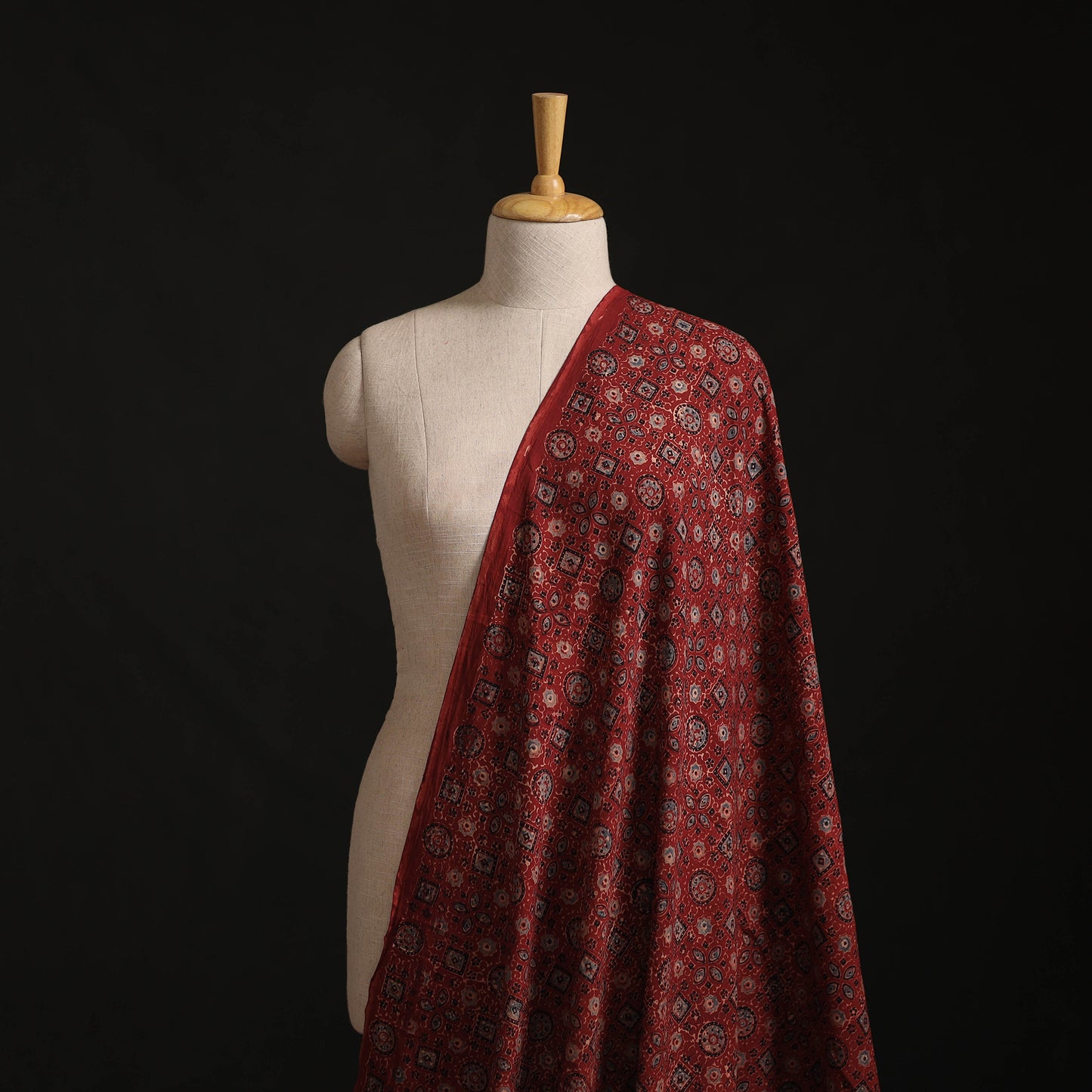 Kutch Hand Block Ajrakh Print Natural Dyed Cotton Fabric 25