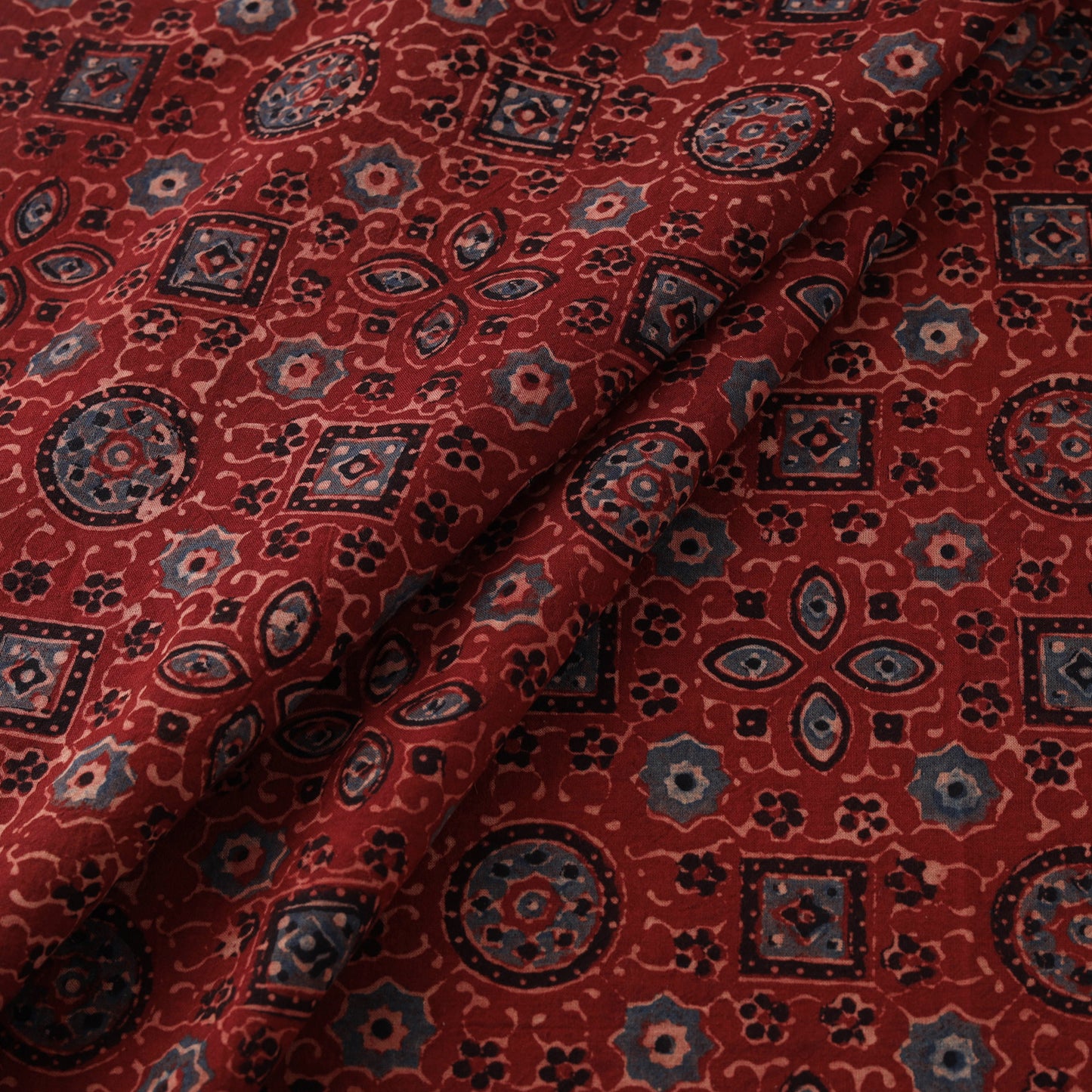 Kutch Hand Block Ajrakh Print Natural Dyed Cotton Fabric 25