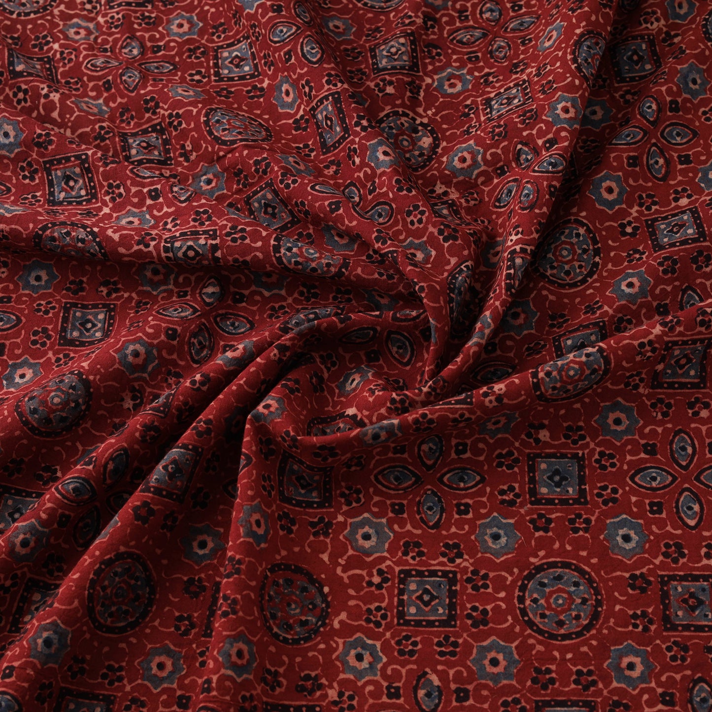 Kutch Hand Block Ajrakh Print Natural Dyed Cotton Fabric 25