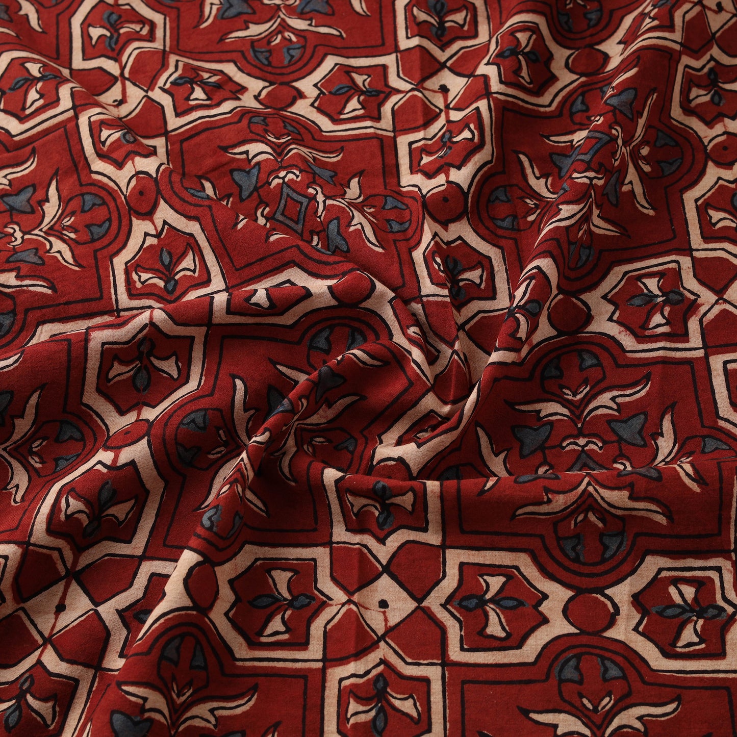 Kutch Hand Block Ajrakh Print Natural Dyed Cotton Fabric 27