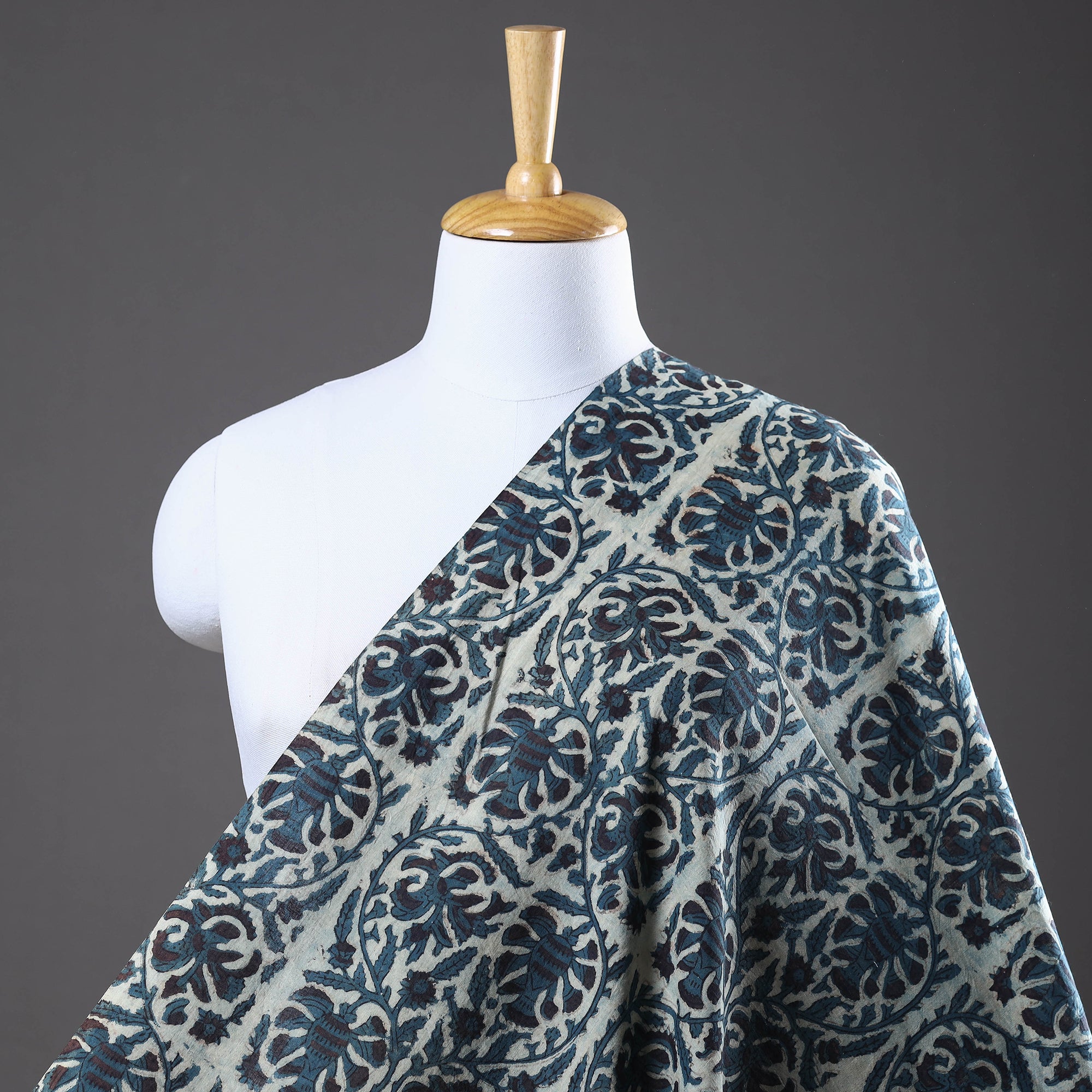 Green - Vanaspati Block Printed Modal Silk Precut fabric - (1.45 meter)